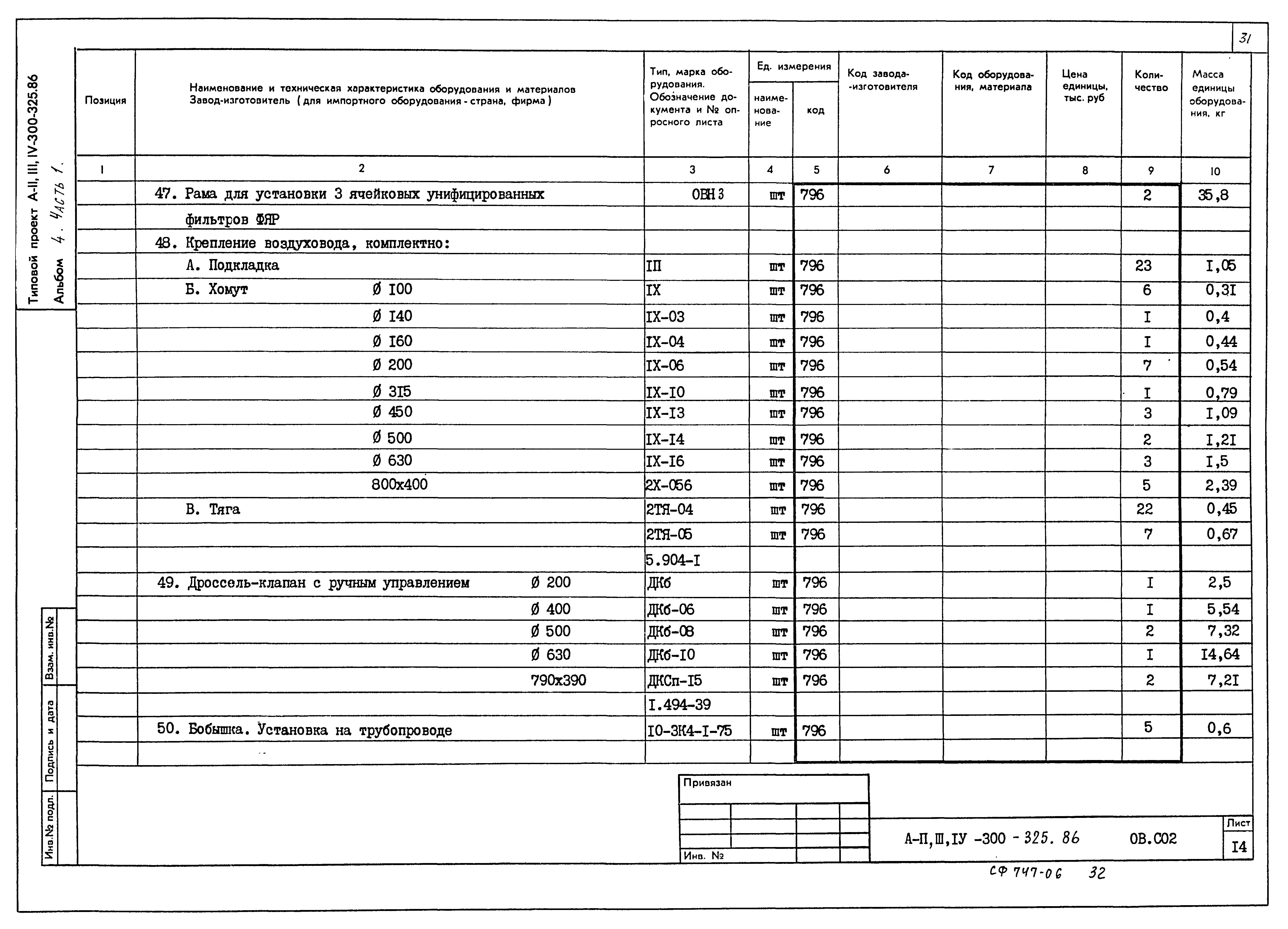 Типовой проект А-II,III,IV-300-325.86