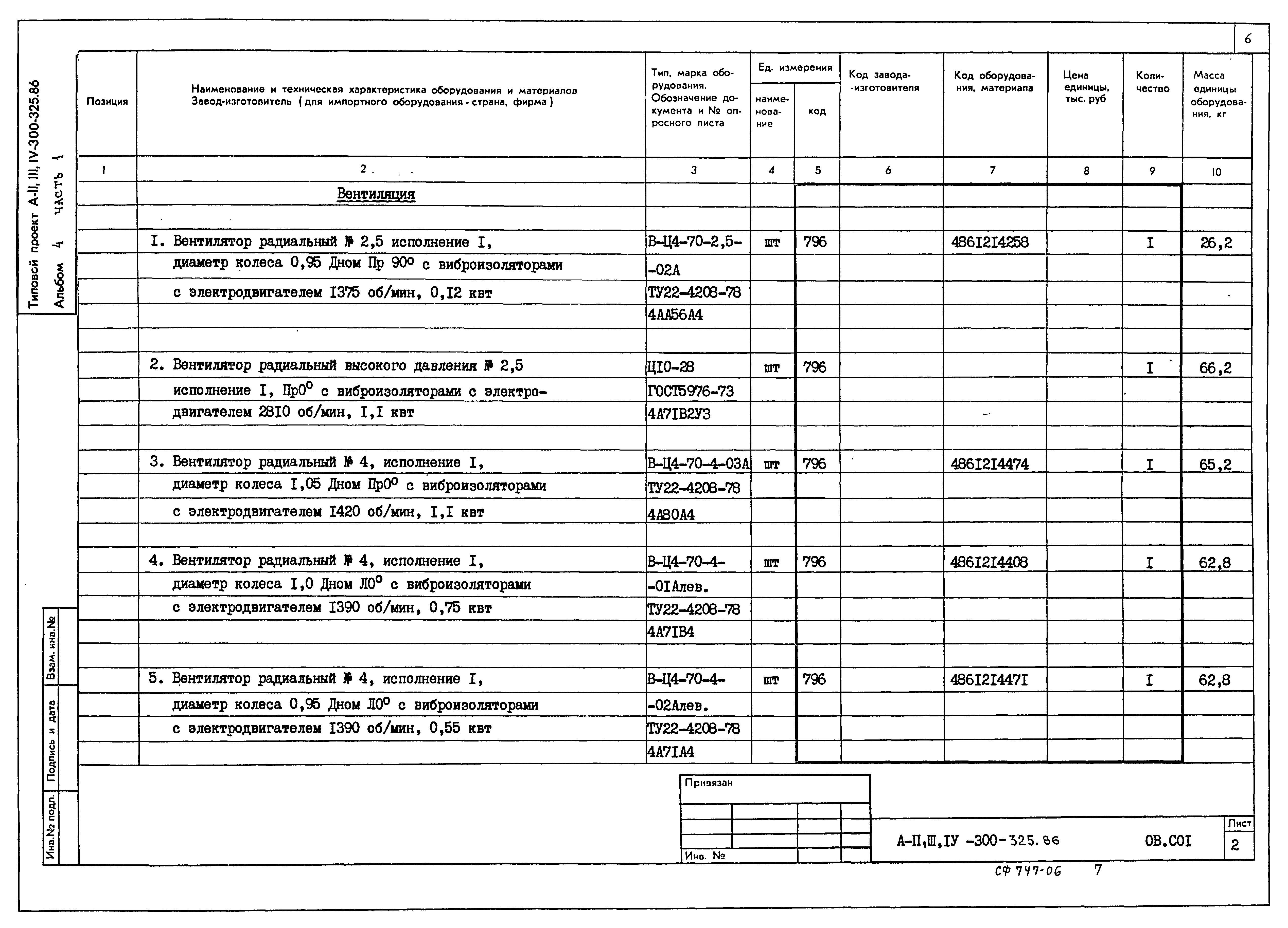 Типовой проект А-II,III,IV-300-325.86