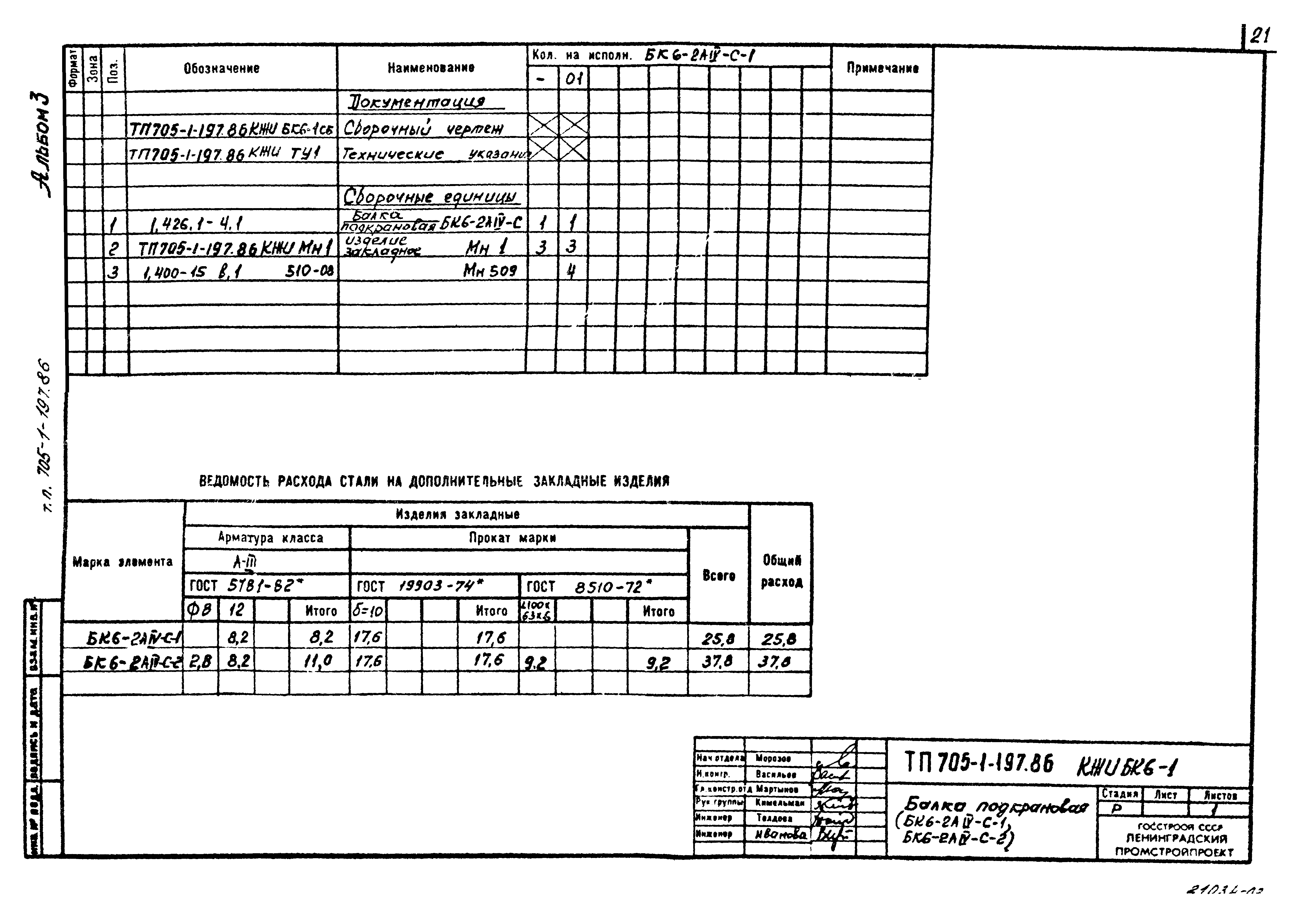 Типовой проект 705-1-197.86