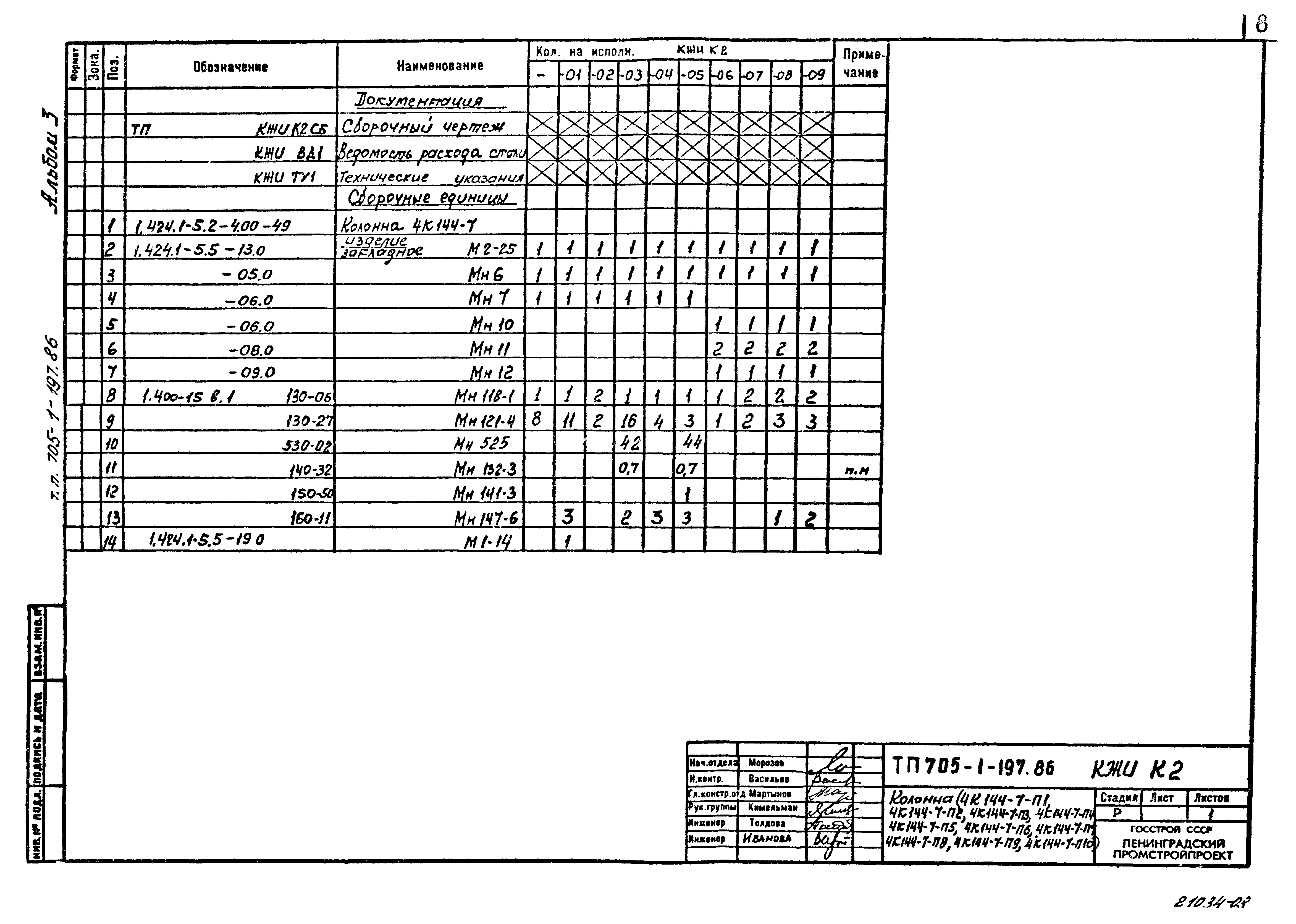 Типовой проект 705-1-197.86