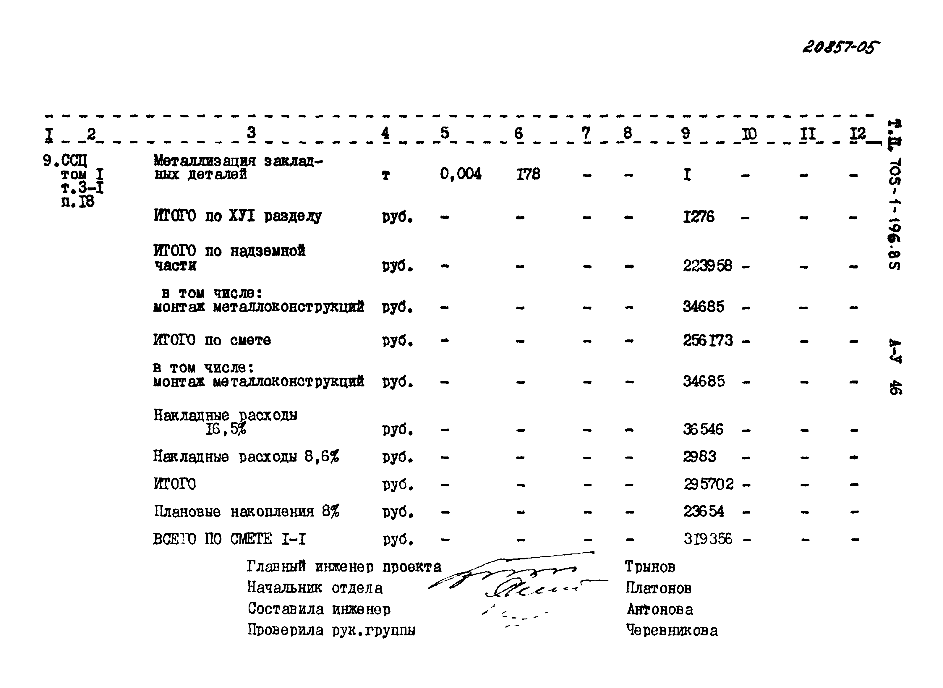 Типовой проект 705-1-196.85