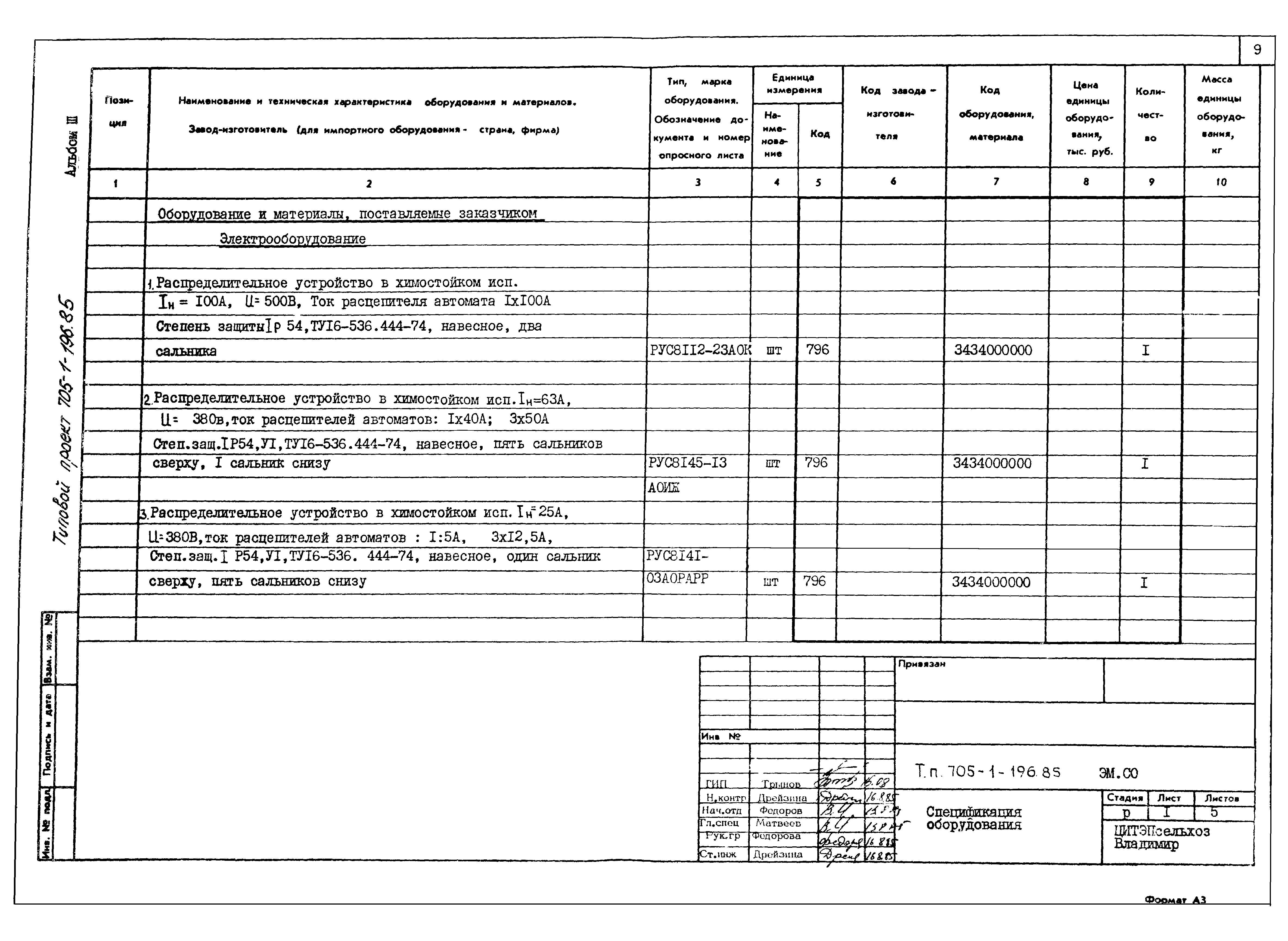 Типовой проект 705-1-196.85