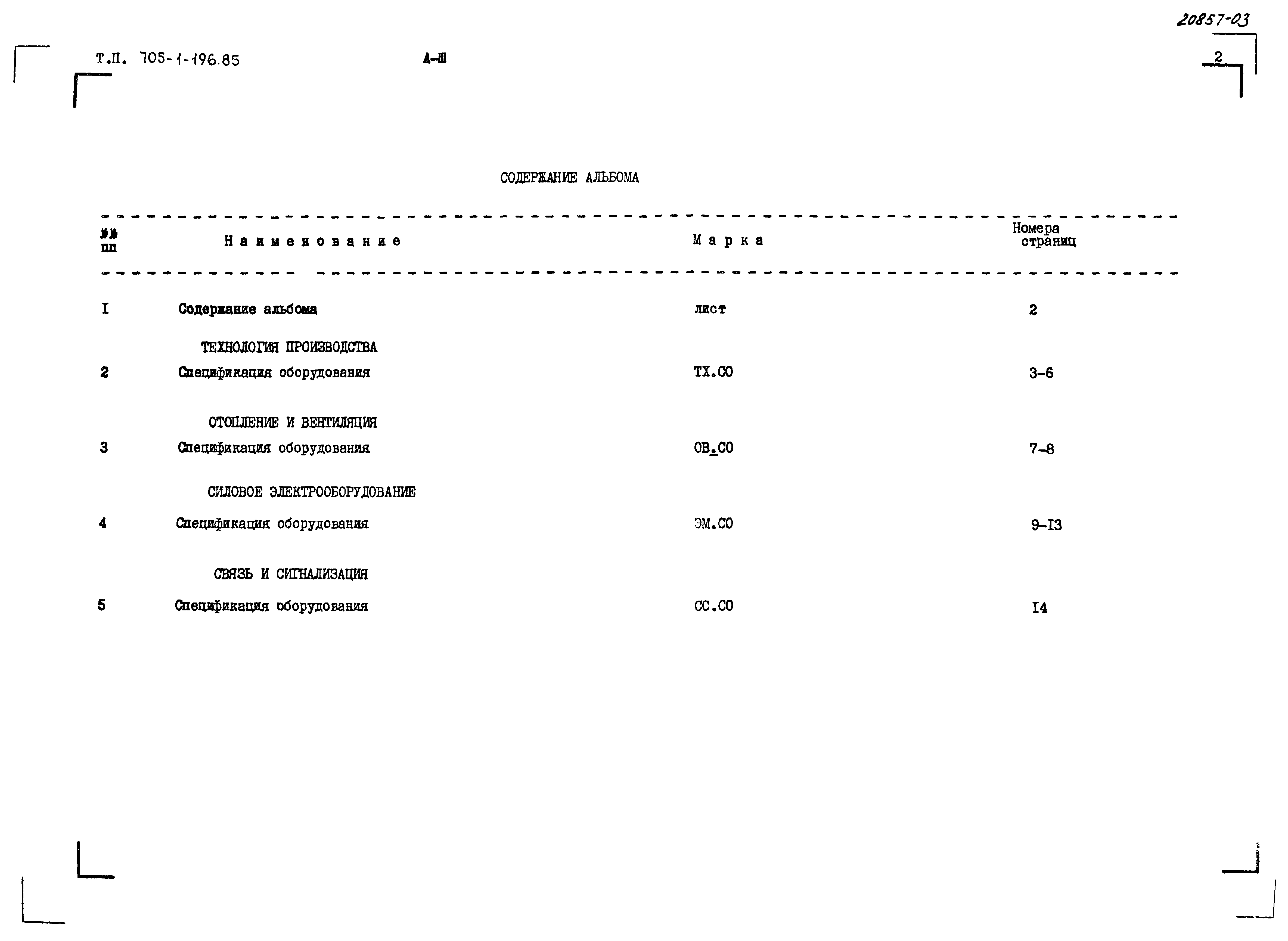 Типовой проект 705-1-196.85