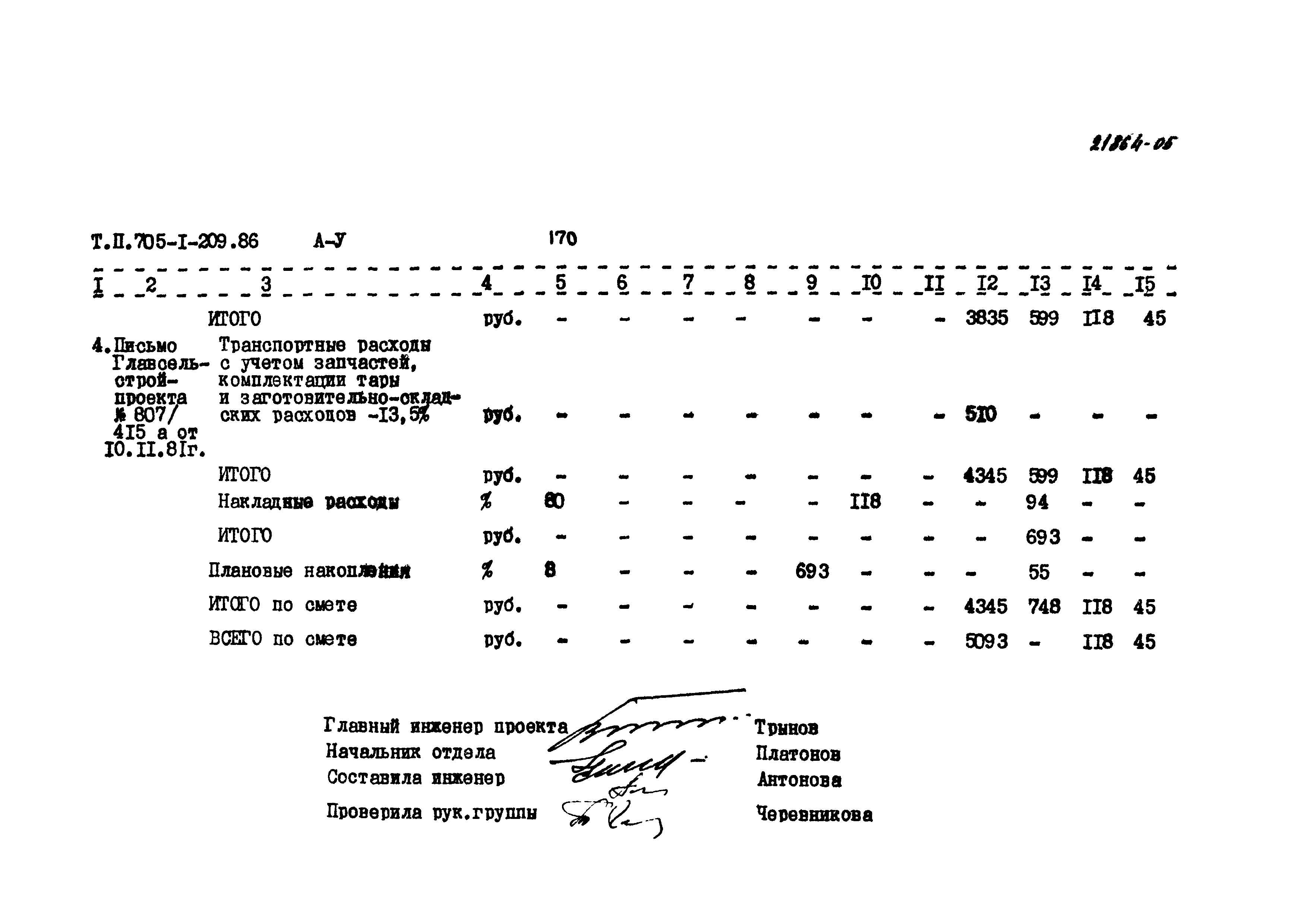 Типовой проект 705-1-209.86