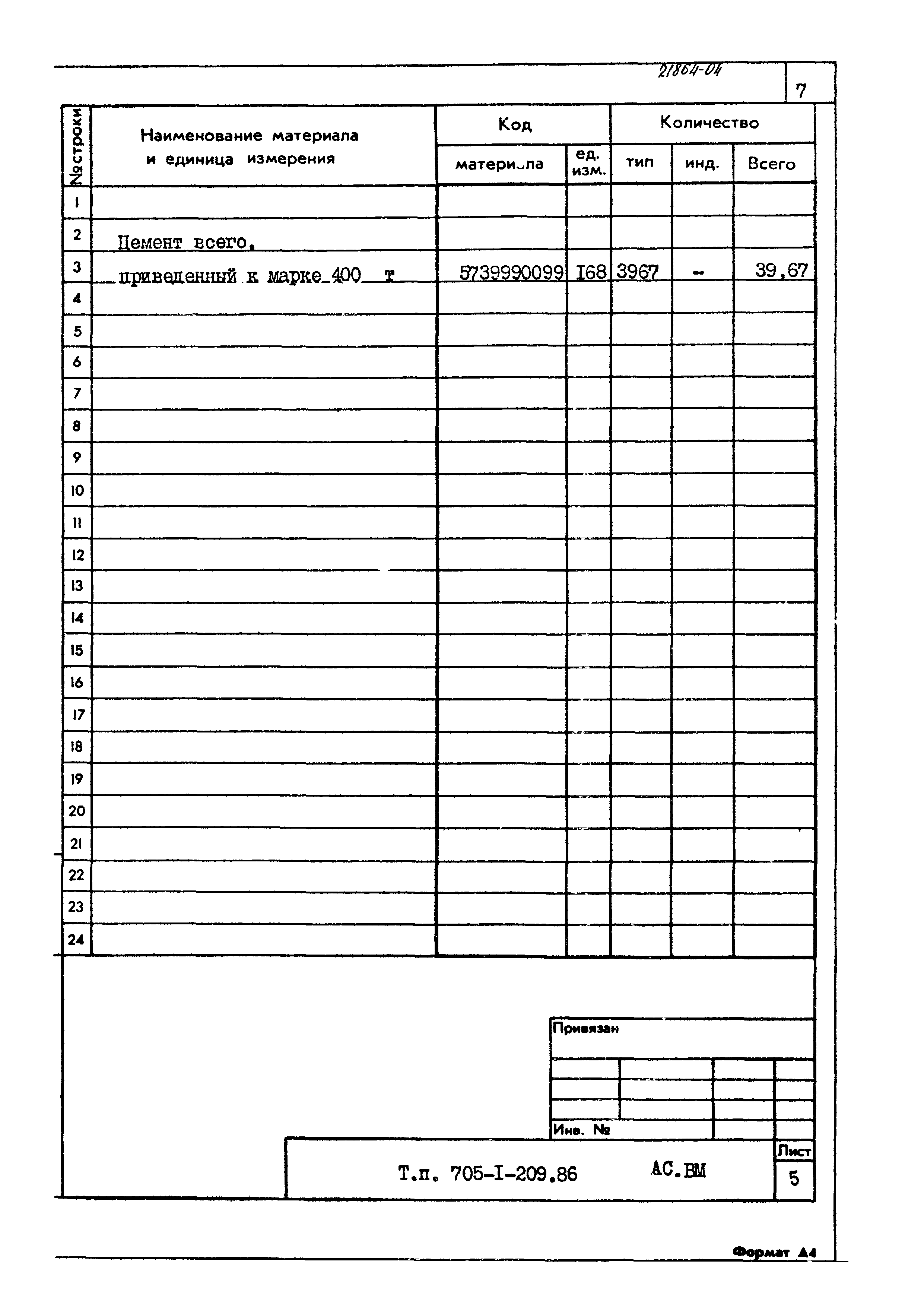 Типовой проект 705-1-209.86