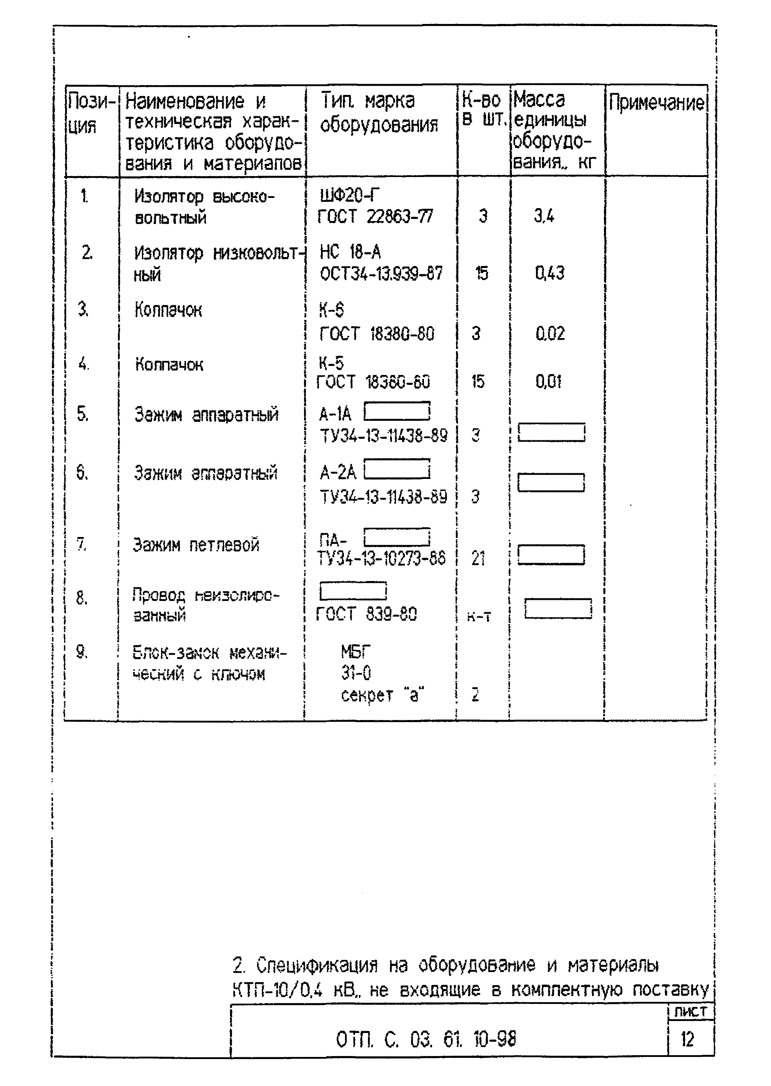 Типовой проект ОТП.С.03.61.10