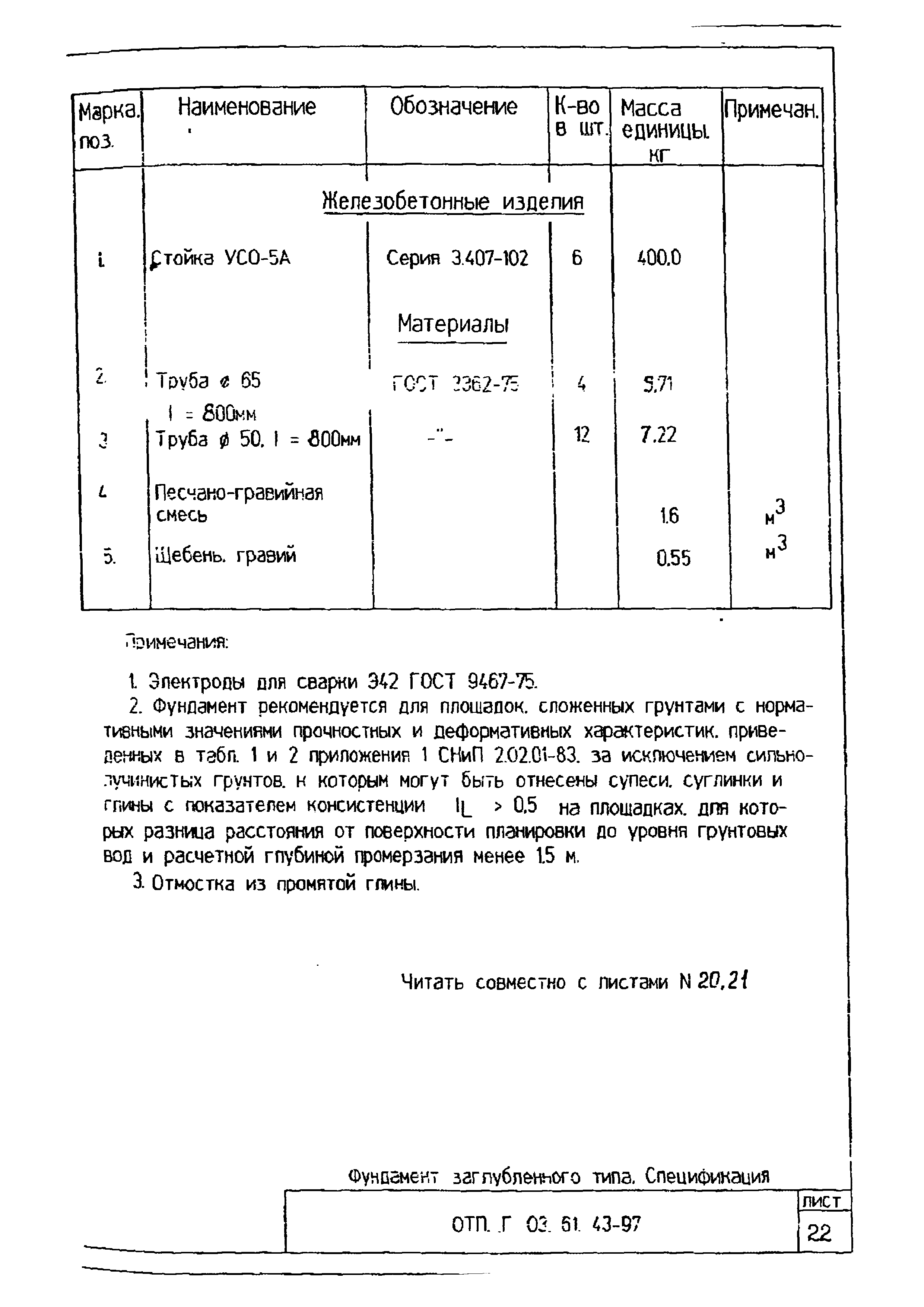 Типовой проект ОТП.Г.03.61.43-97