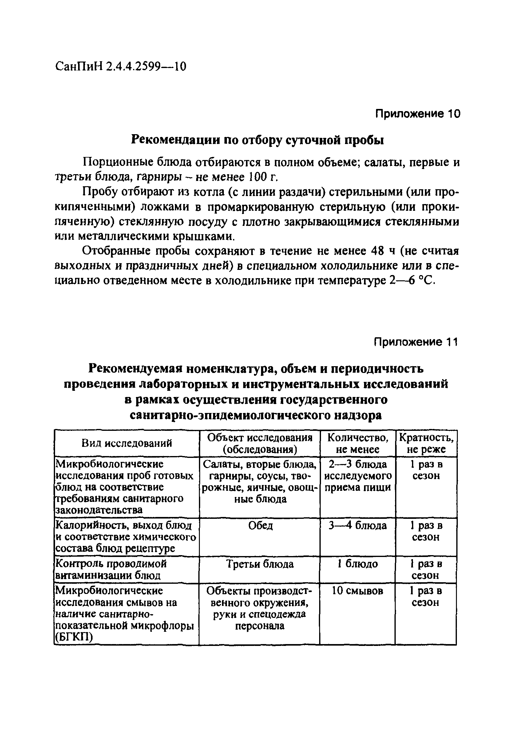 СанПиН 2.4.4.2599-10