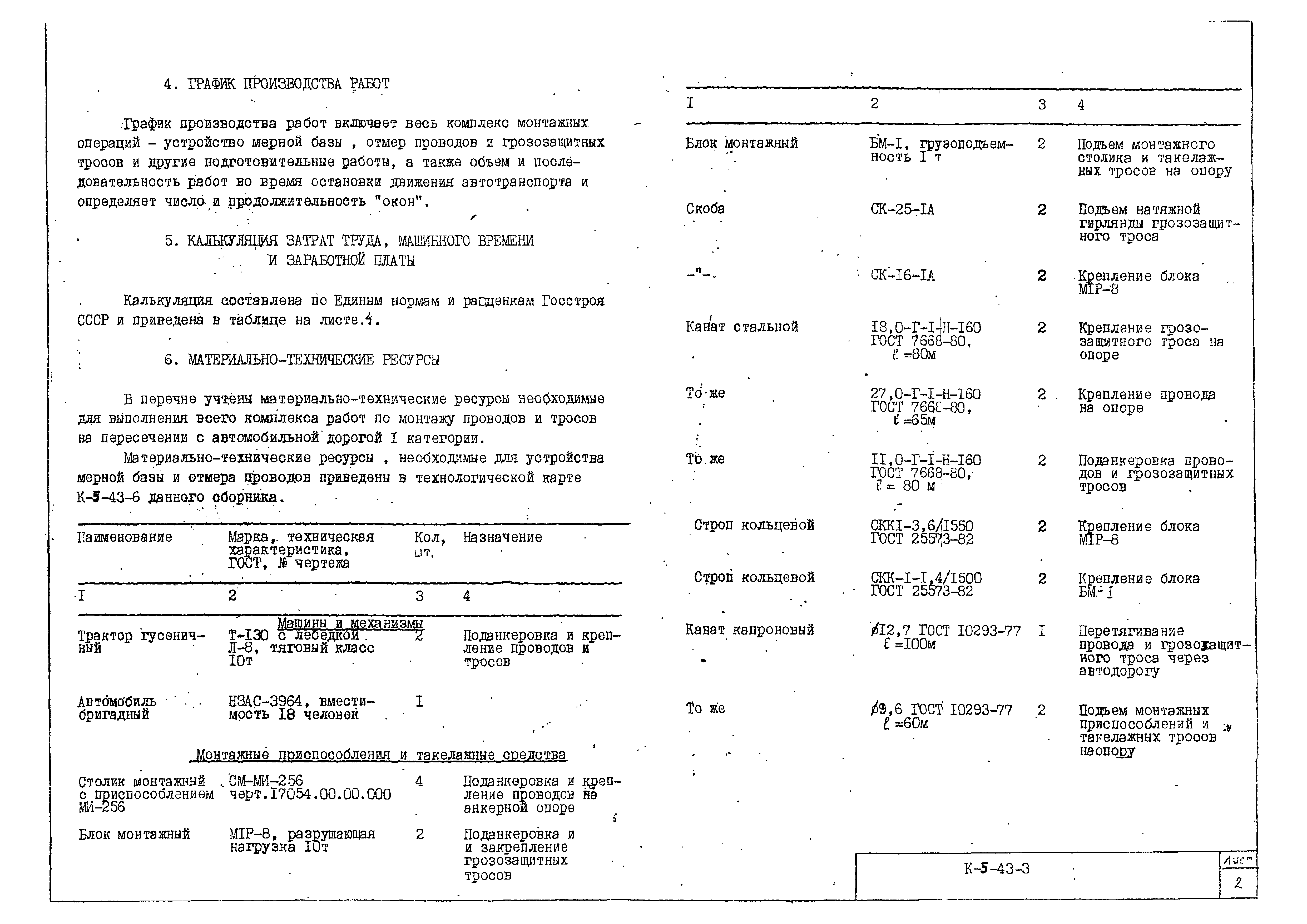 Технологическая карта К-5-43-3