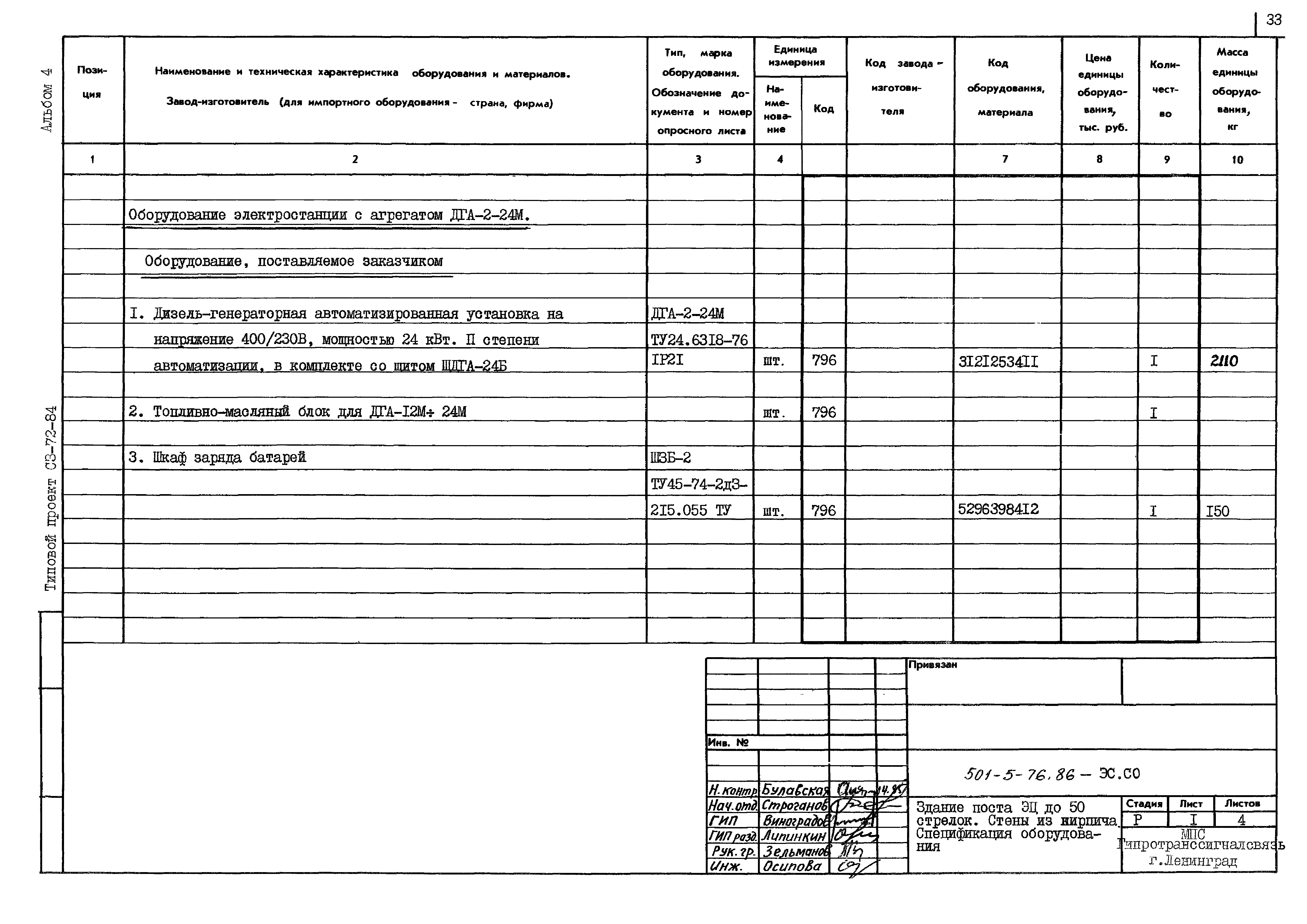 Типовой проект 501-5-76.86