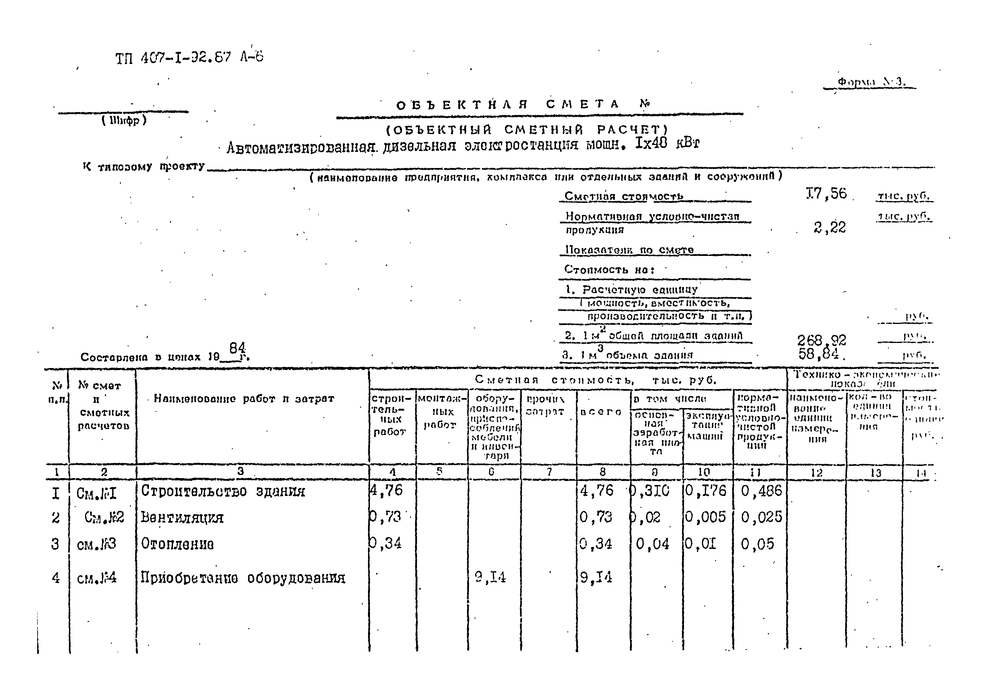 Типовой проект 407-1-92.87