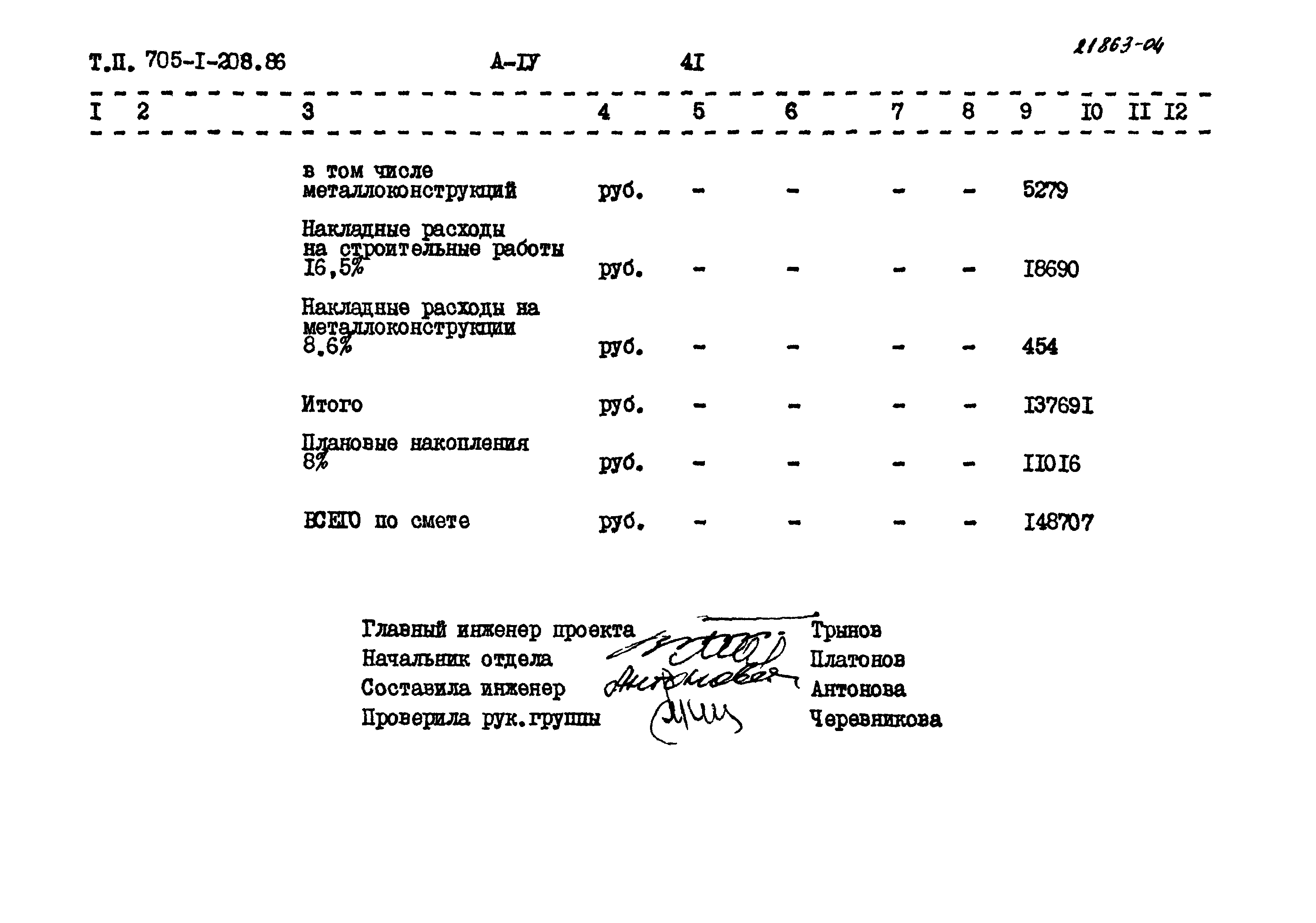 Типовой проект 705-1-208.86