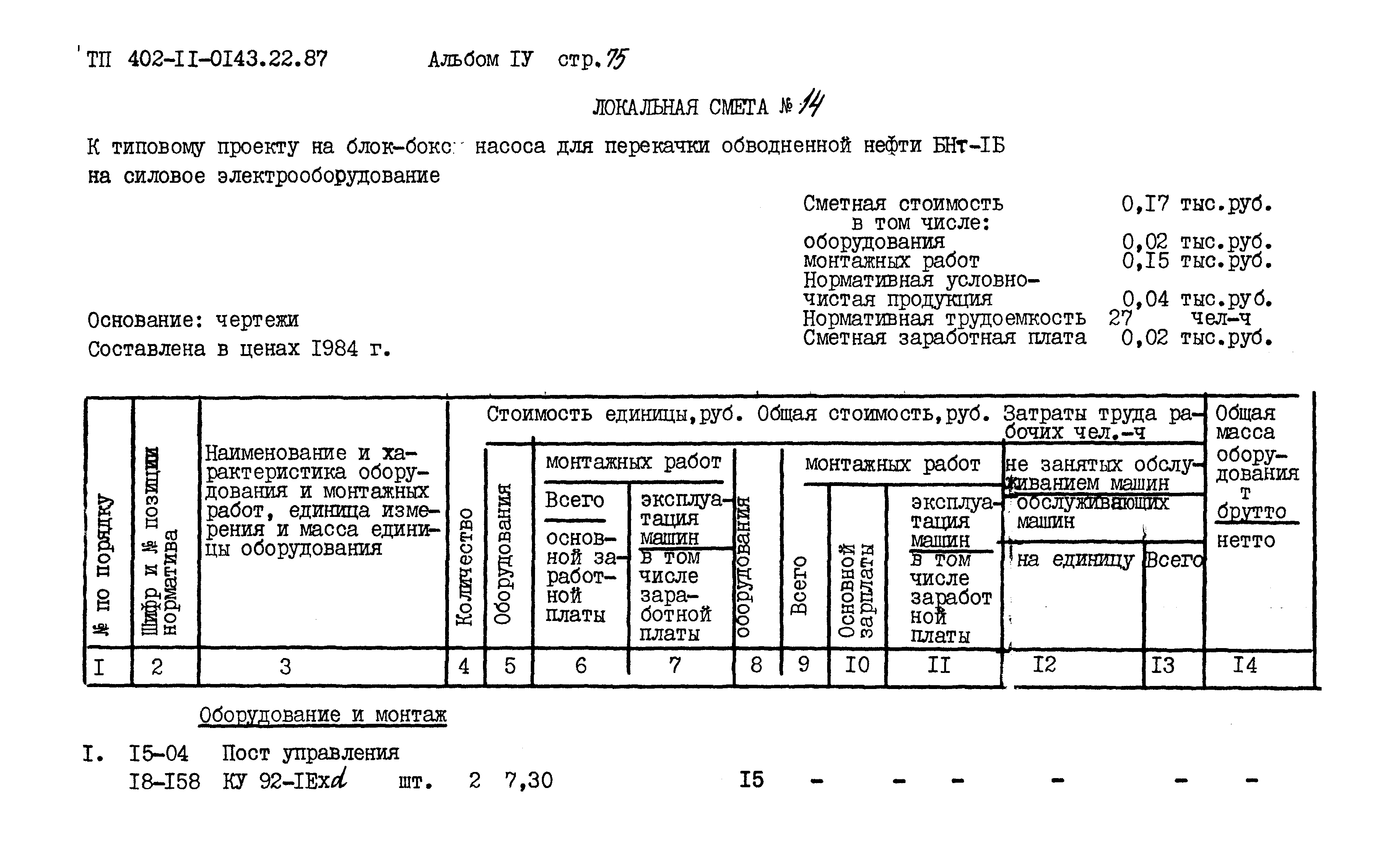 Типовые проектные решения 402-11-0143.22.87