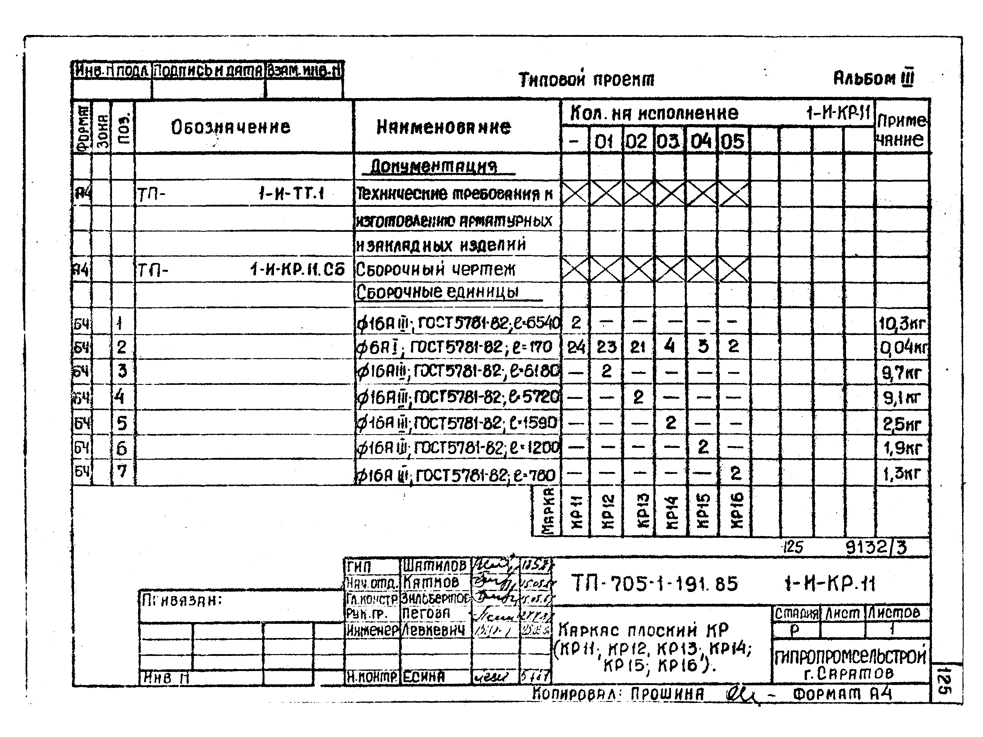 Типовой проект 705-1-191.85