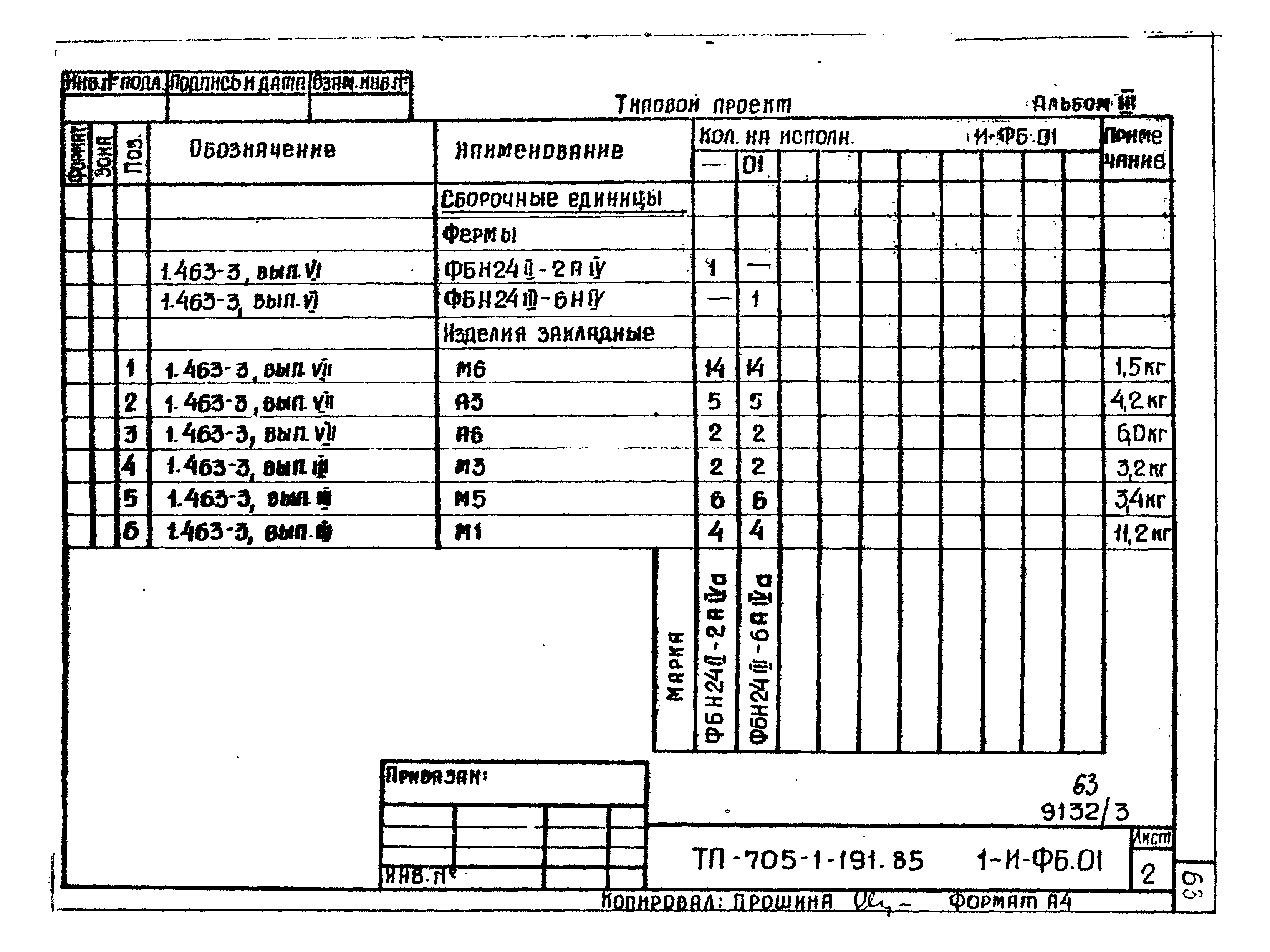 Типовой проект 705-1-191.85