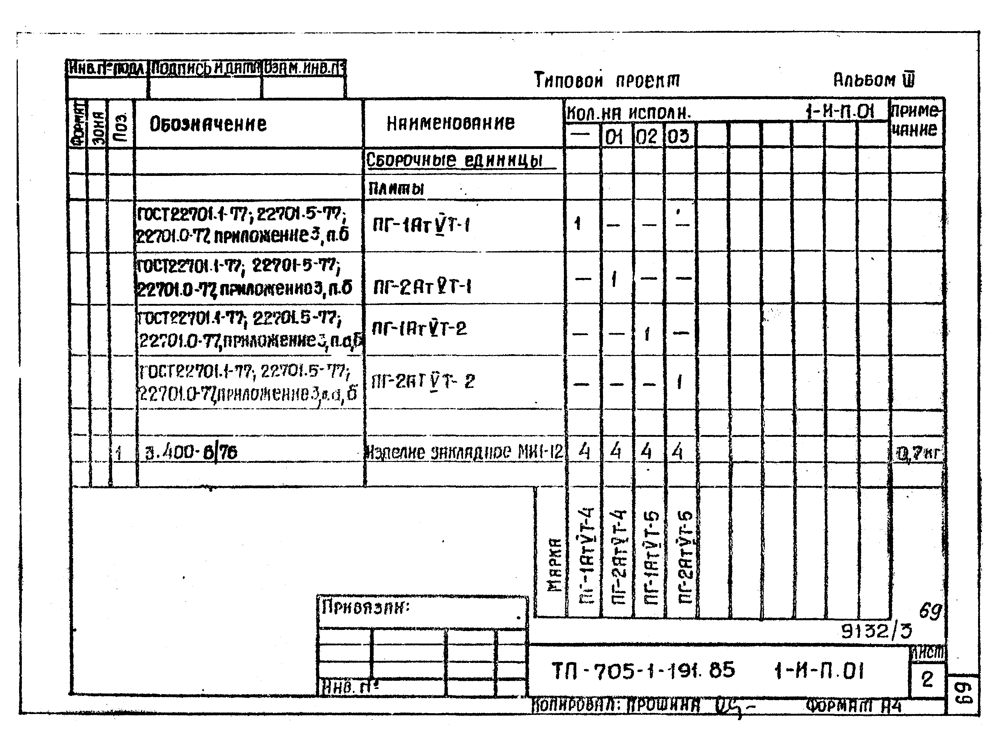 Типовой проект 705-1-191.85