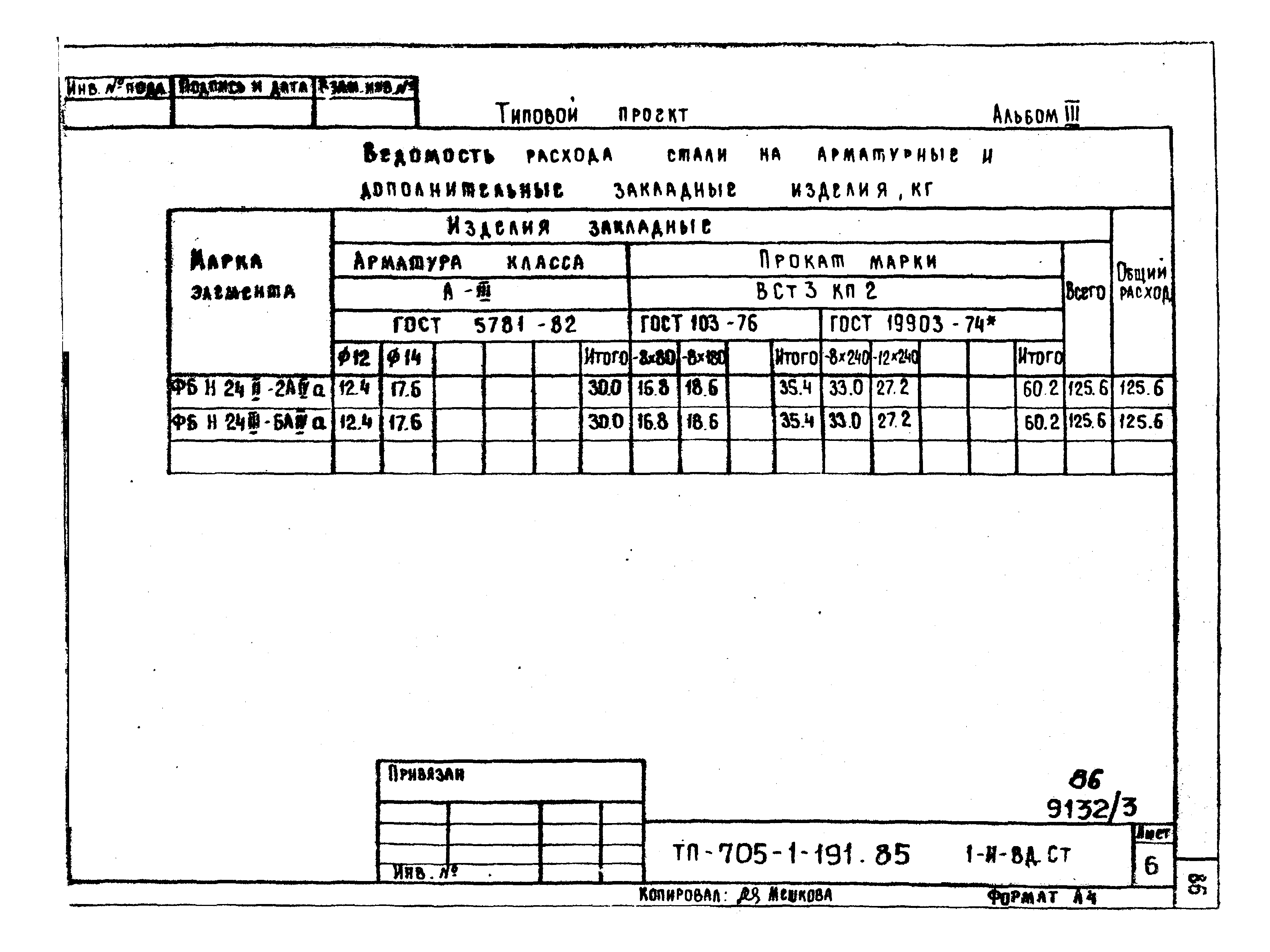 Типовой проект 705-1-191.85