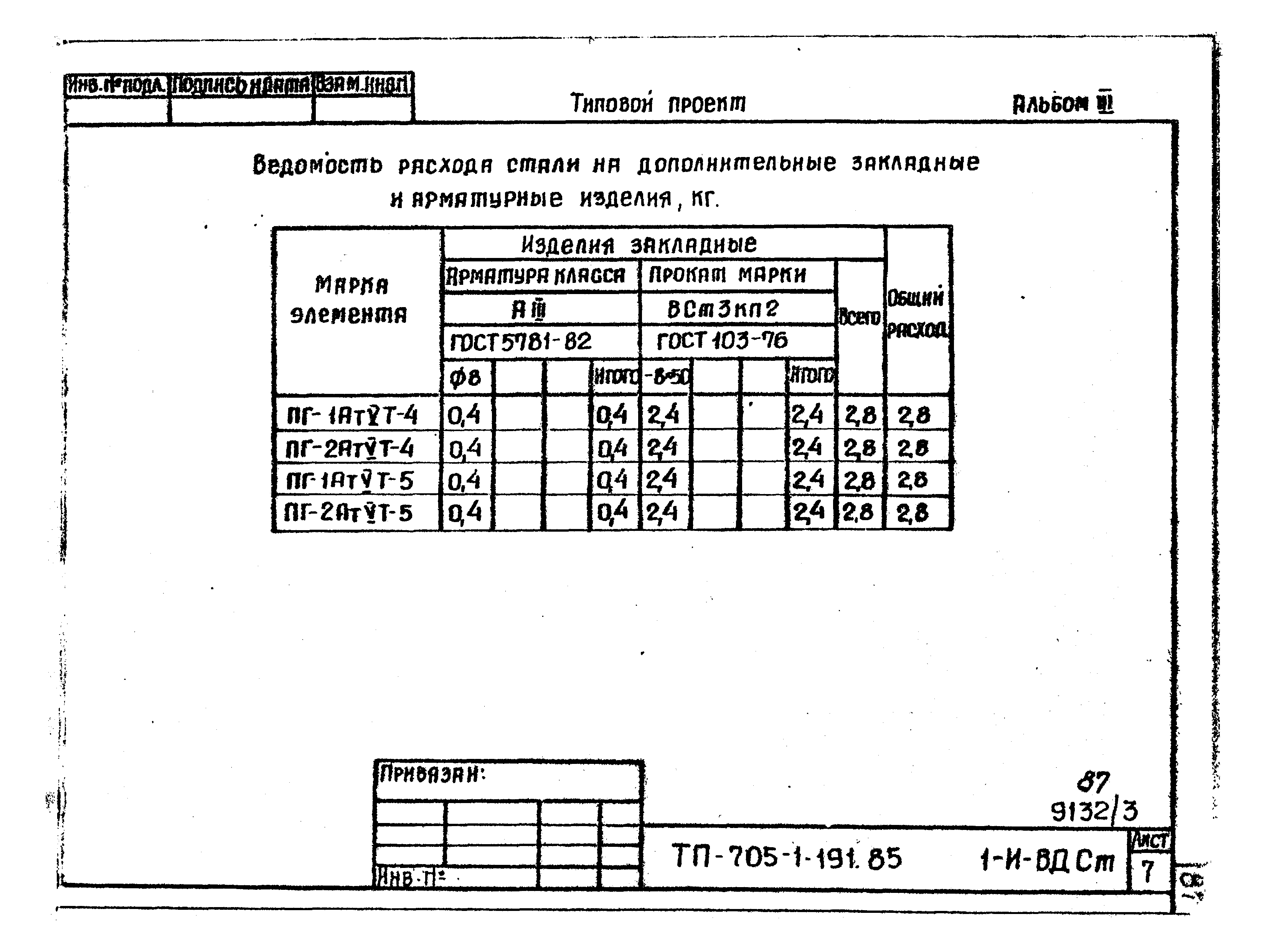 Типовой проект 705-1-191.85