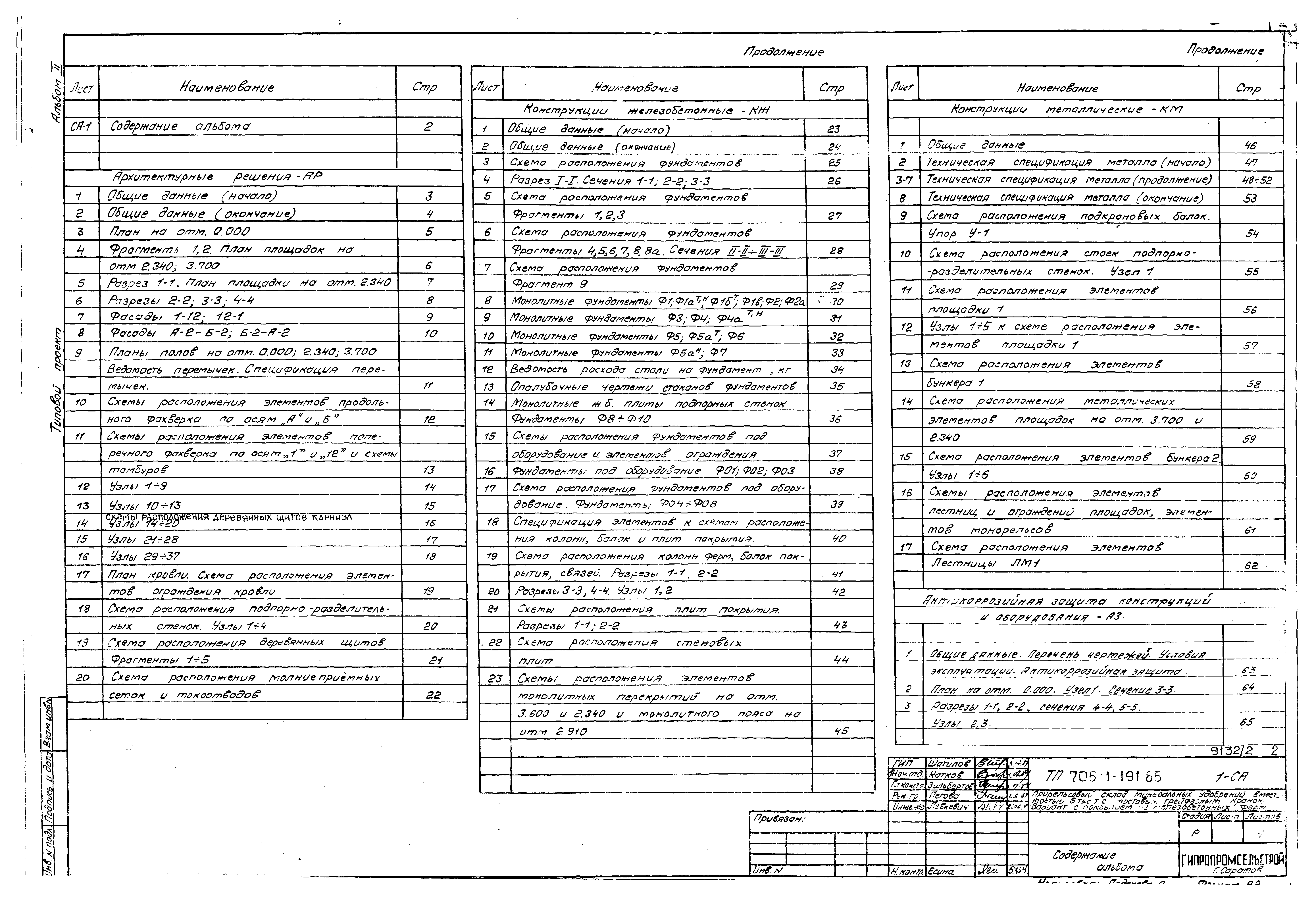 Типовой проект 705-1-191.85