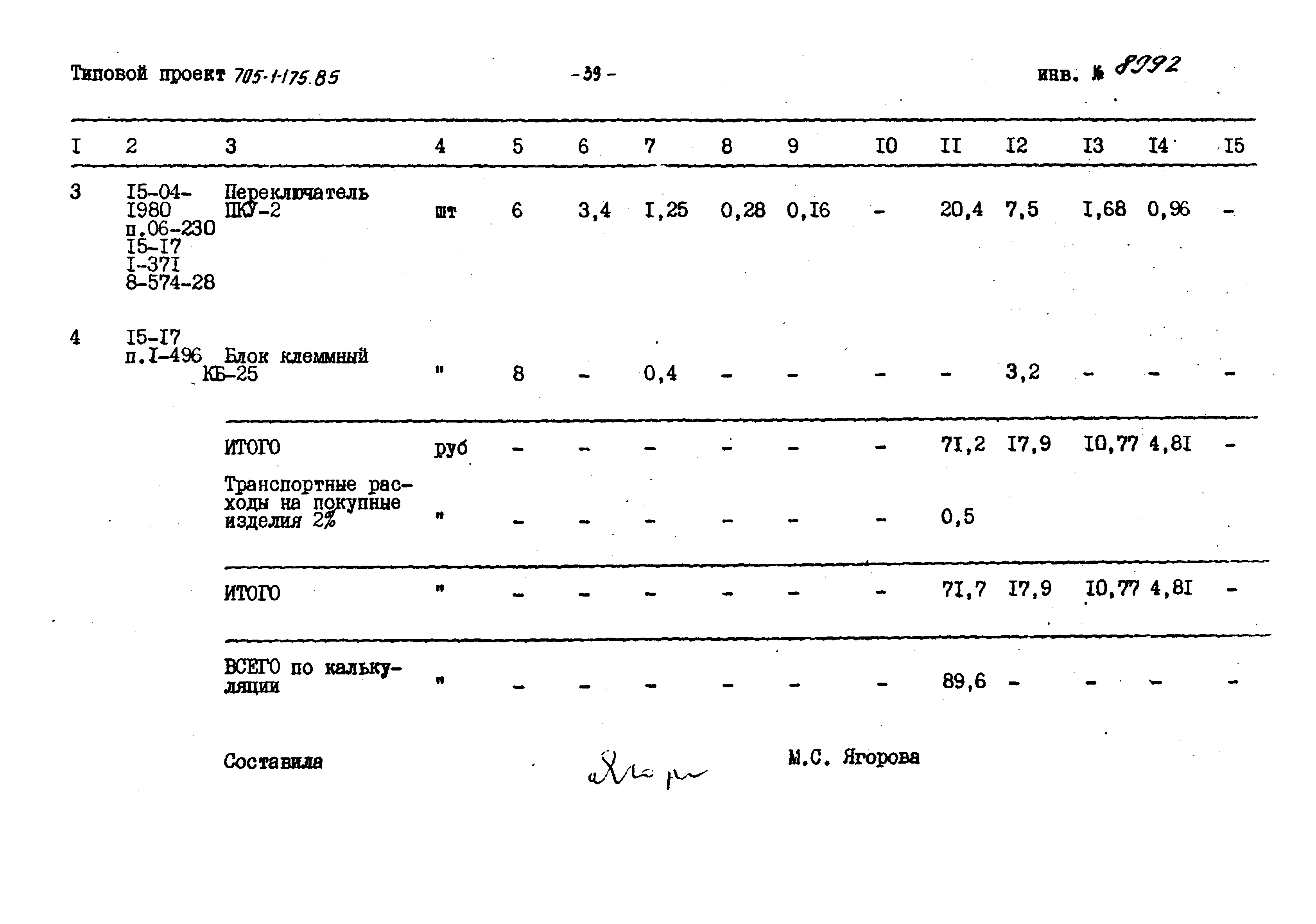 Типовой проект 705-1-175.85