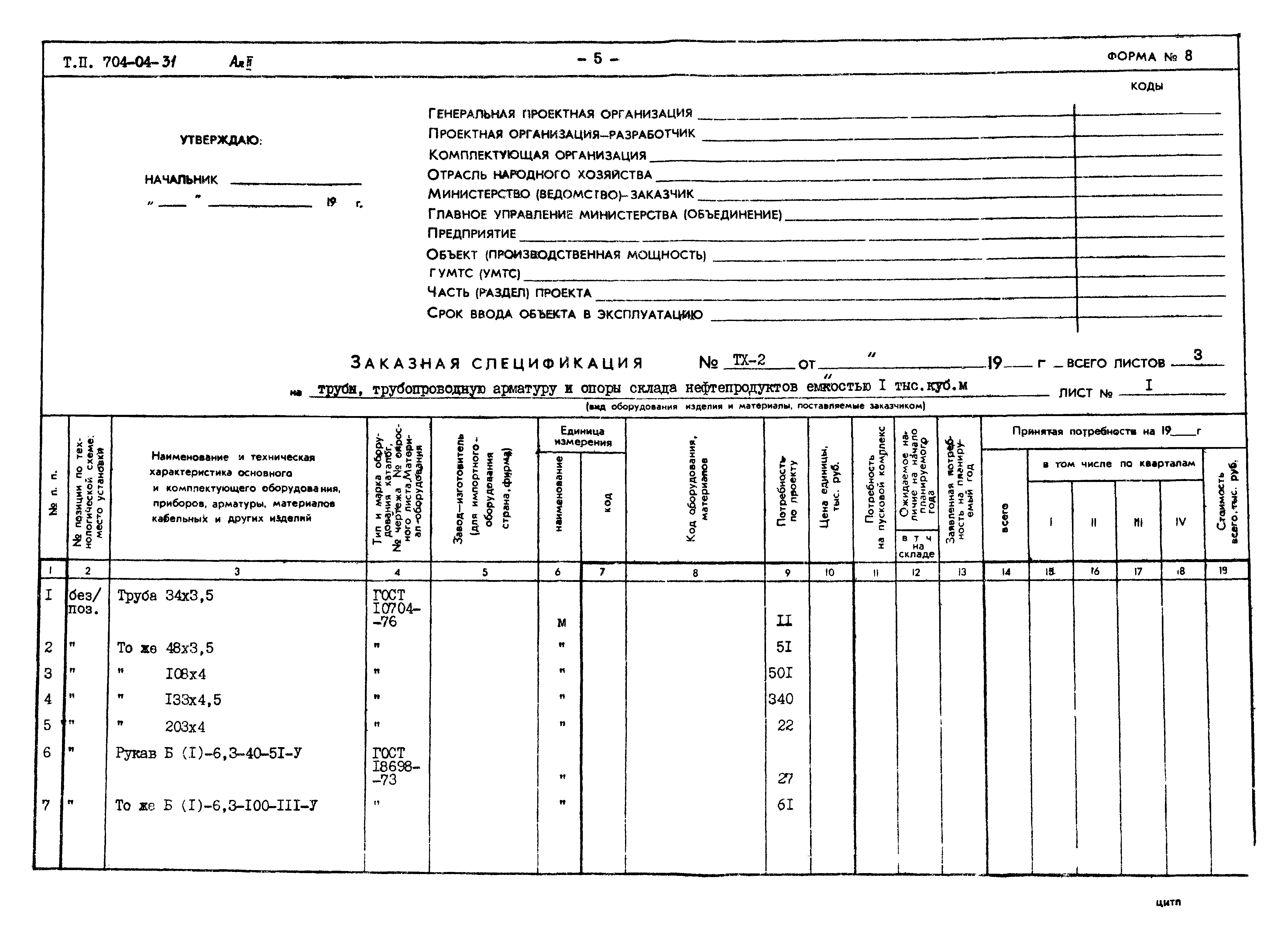 Типовые проектные решения 704-04-31