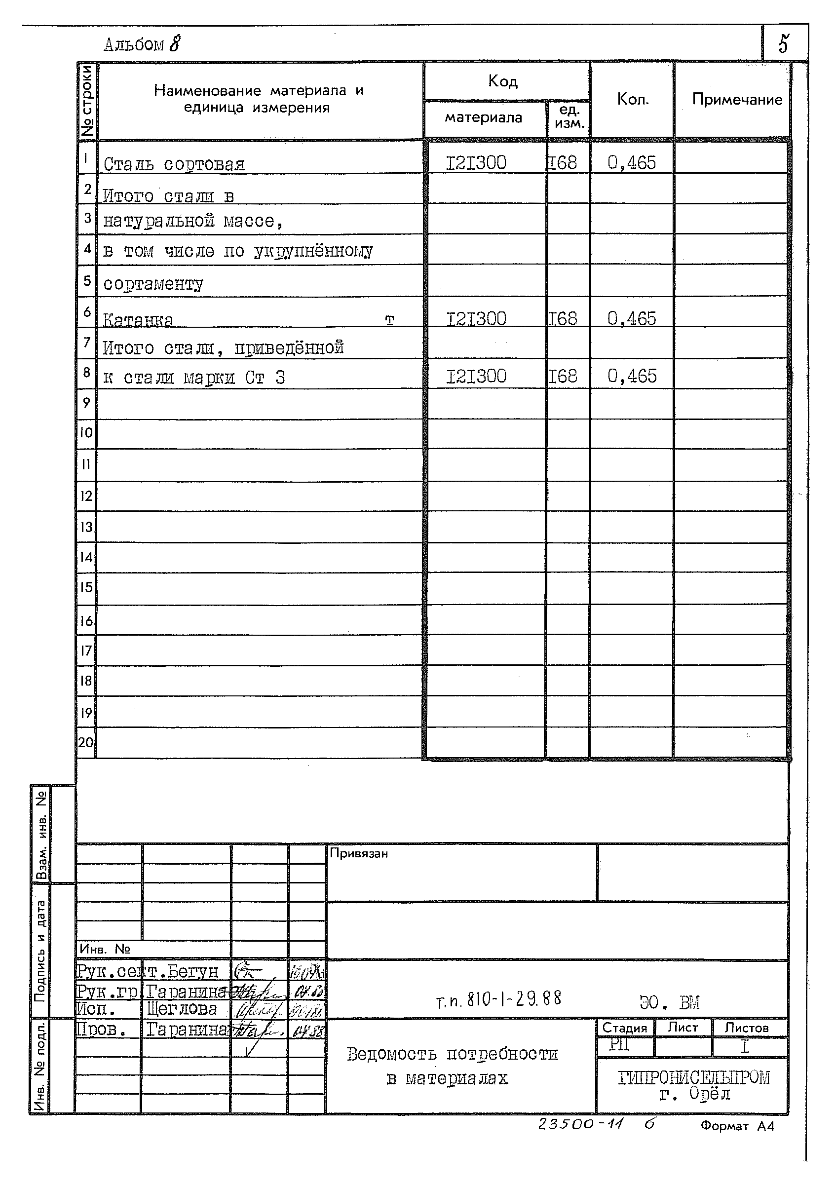 Типовой проект 810-1-29.88