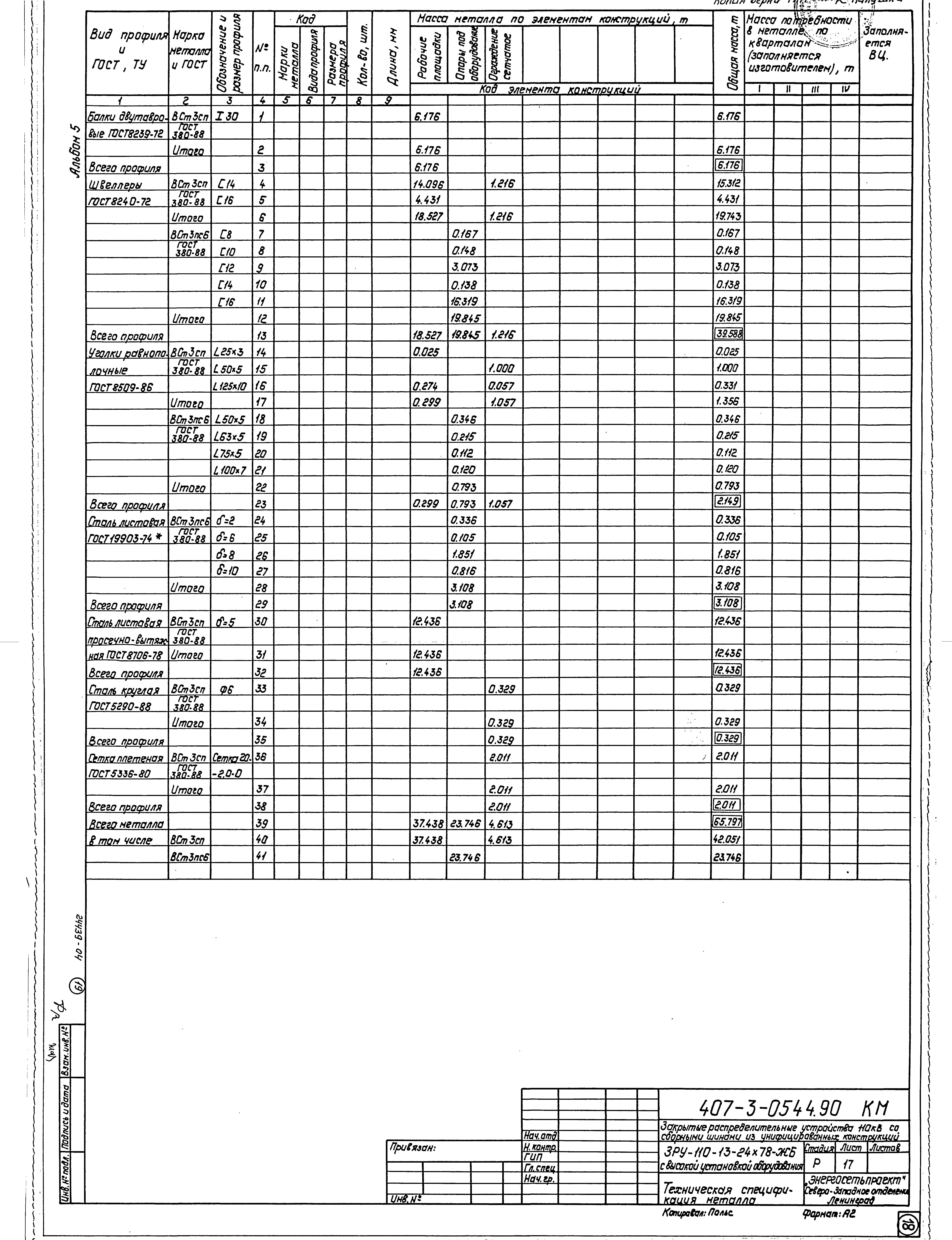 Типовые проектные решения 407-3-0540.90