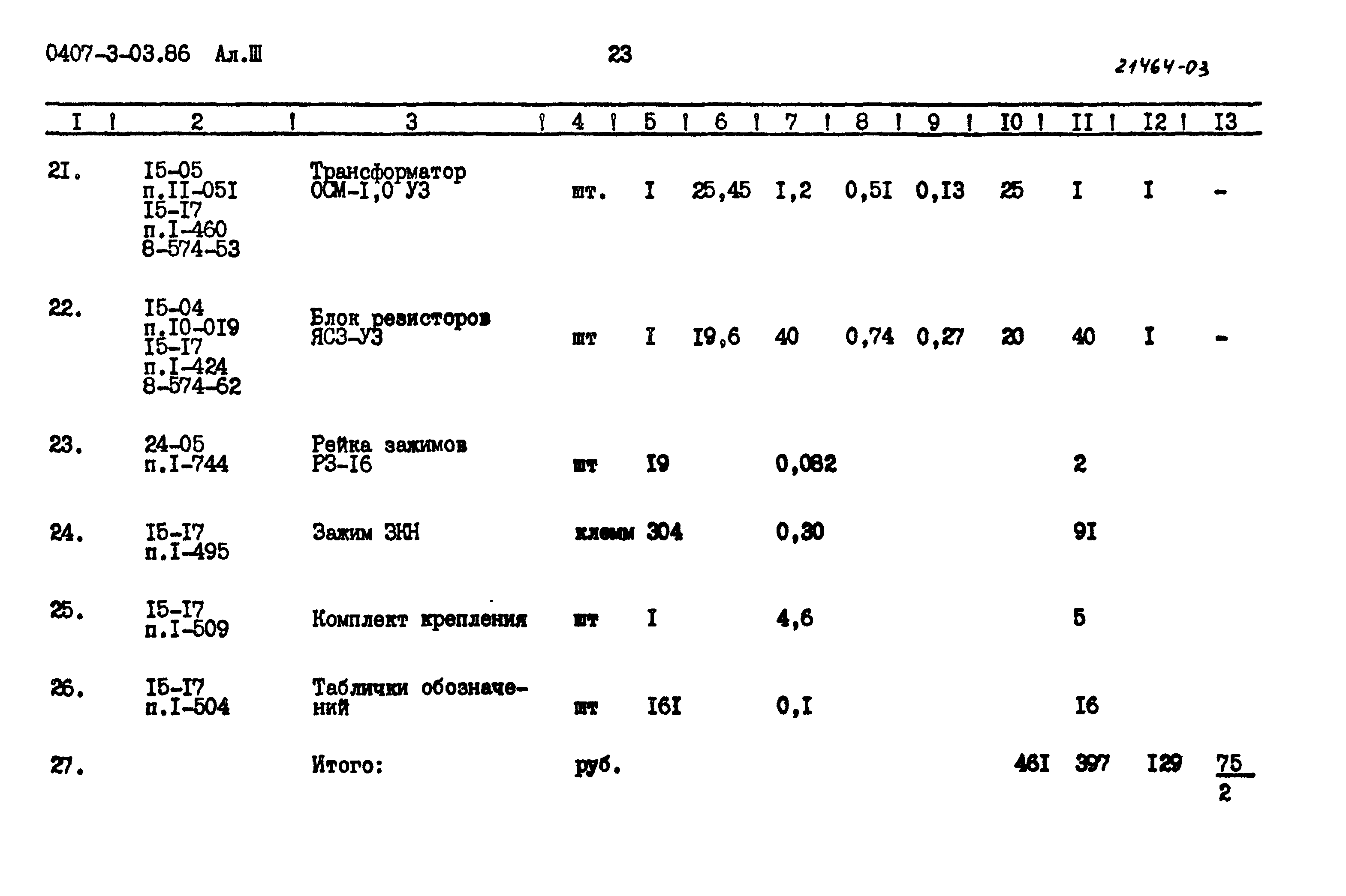 Типовые проектные решения 0407-3-03.86