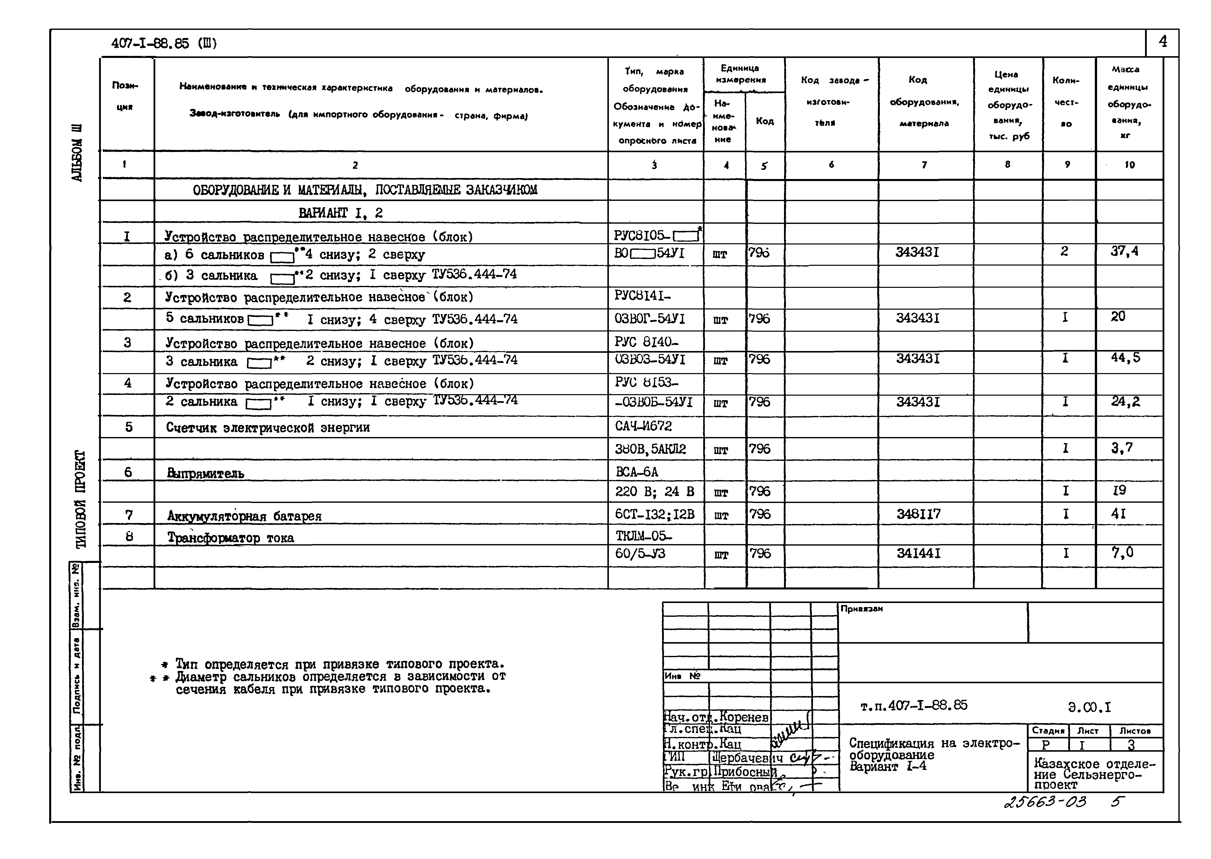 Типовой проект 407-1-88.85