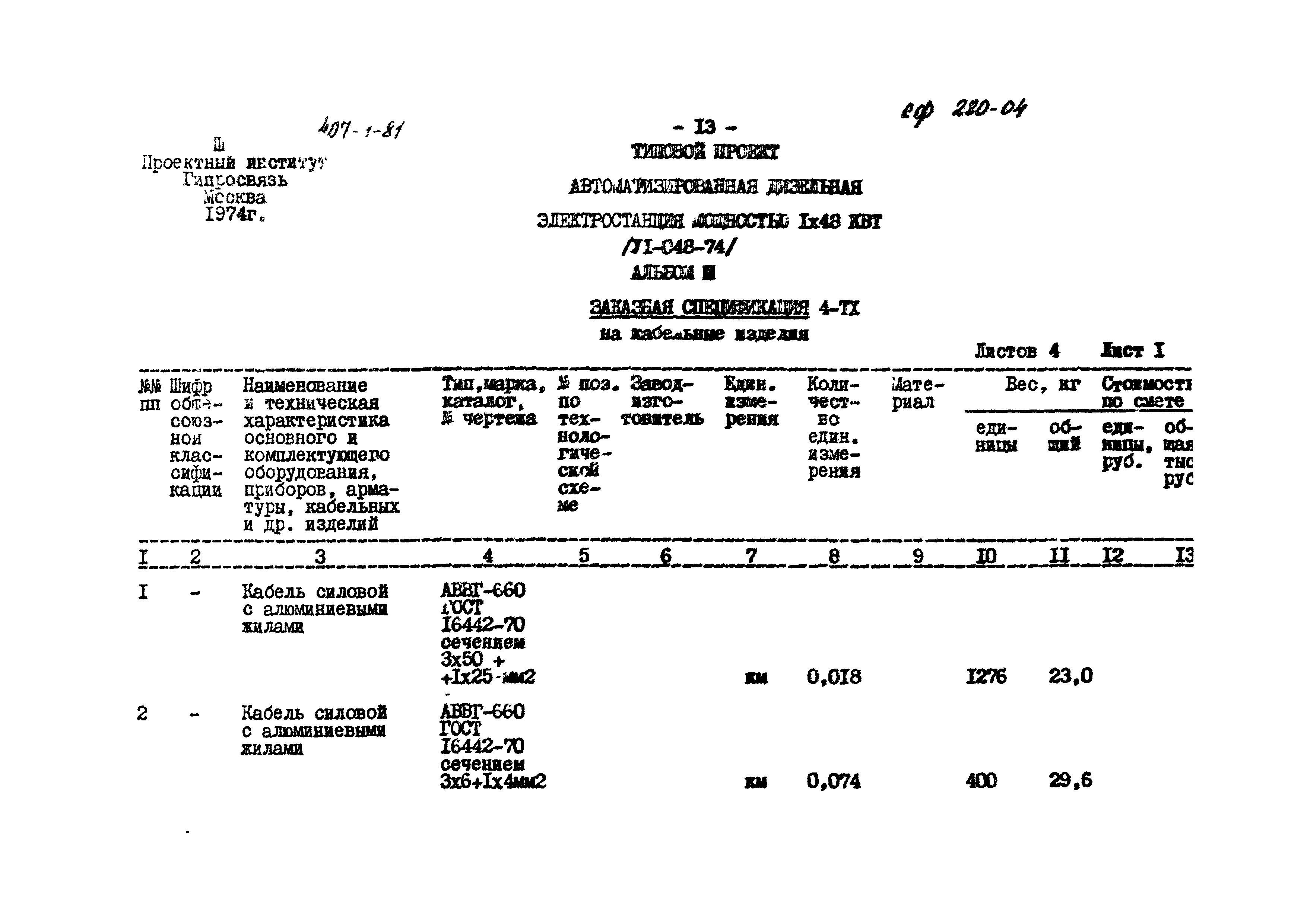 Типовой проект 407-1-81