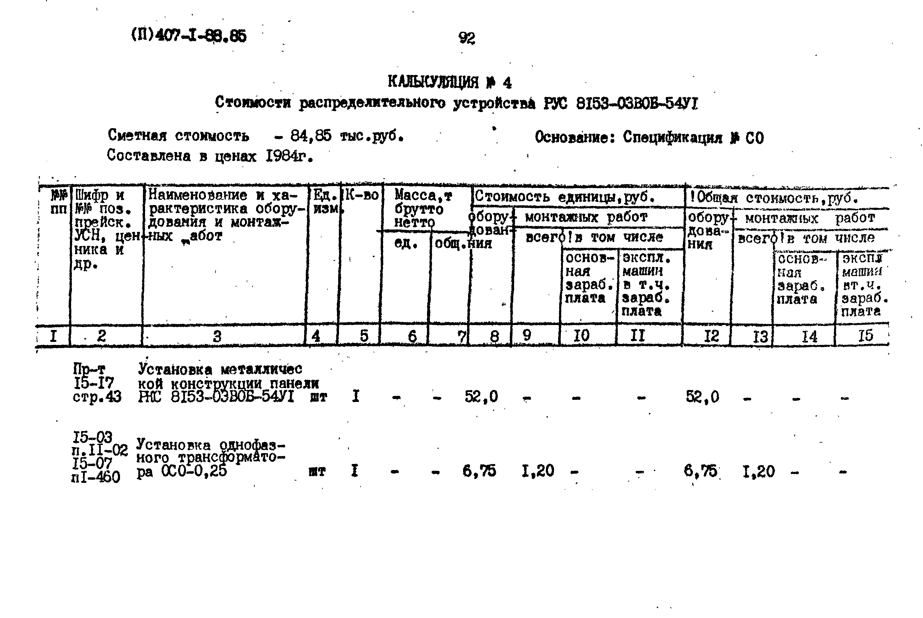 Типовой проект 407-1-88.85