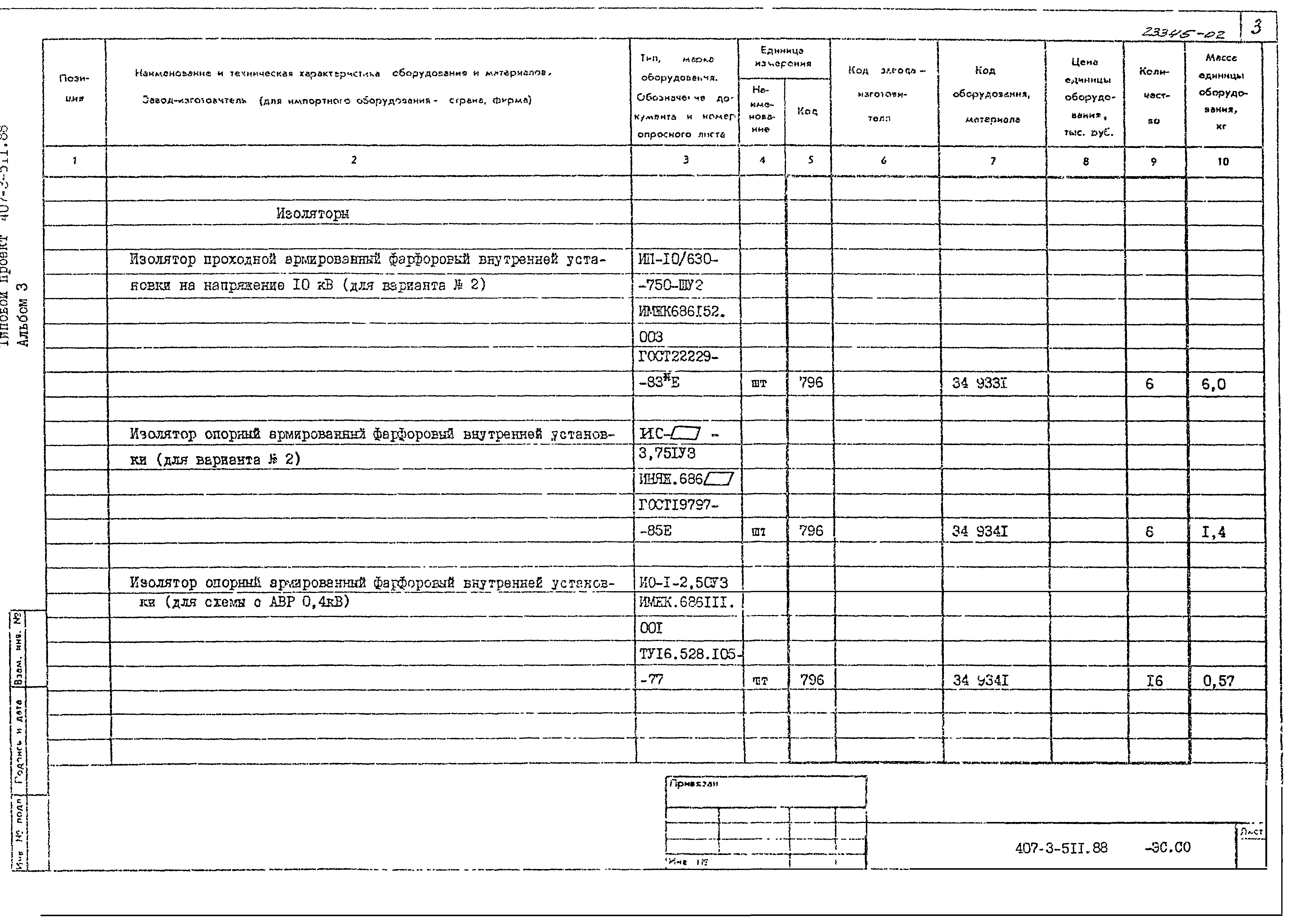 Типовой проект 407-3-511.88