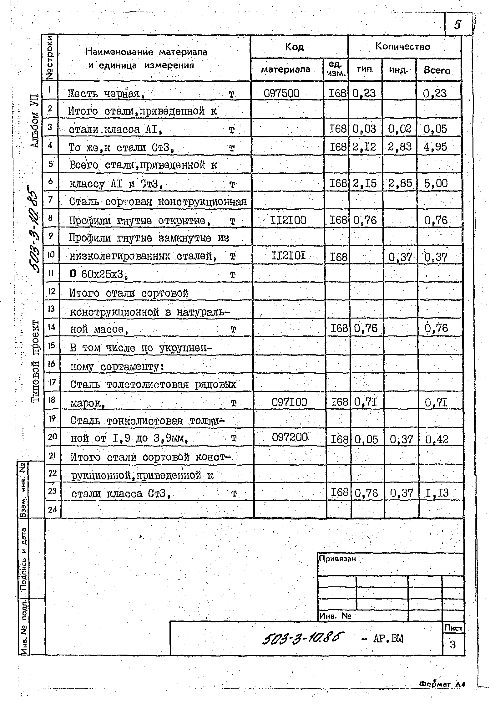 Типовой проект 503-3-10.85