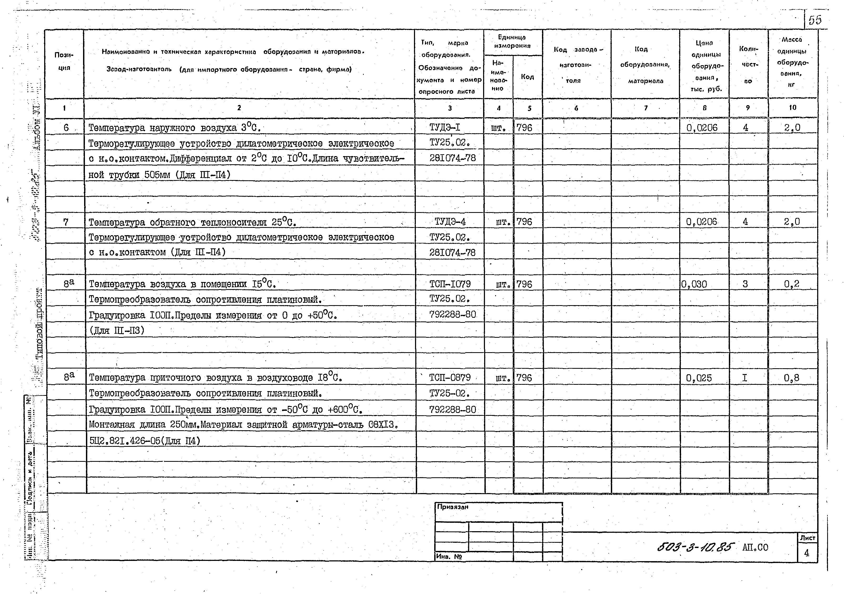 Типовой проект 503-3-10.85