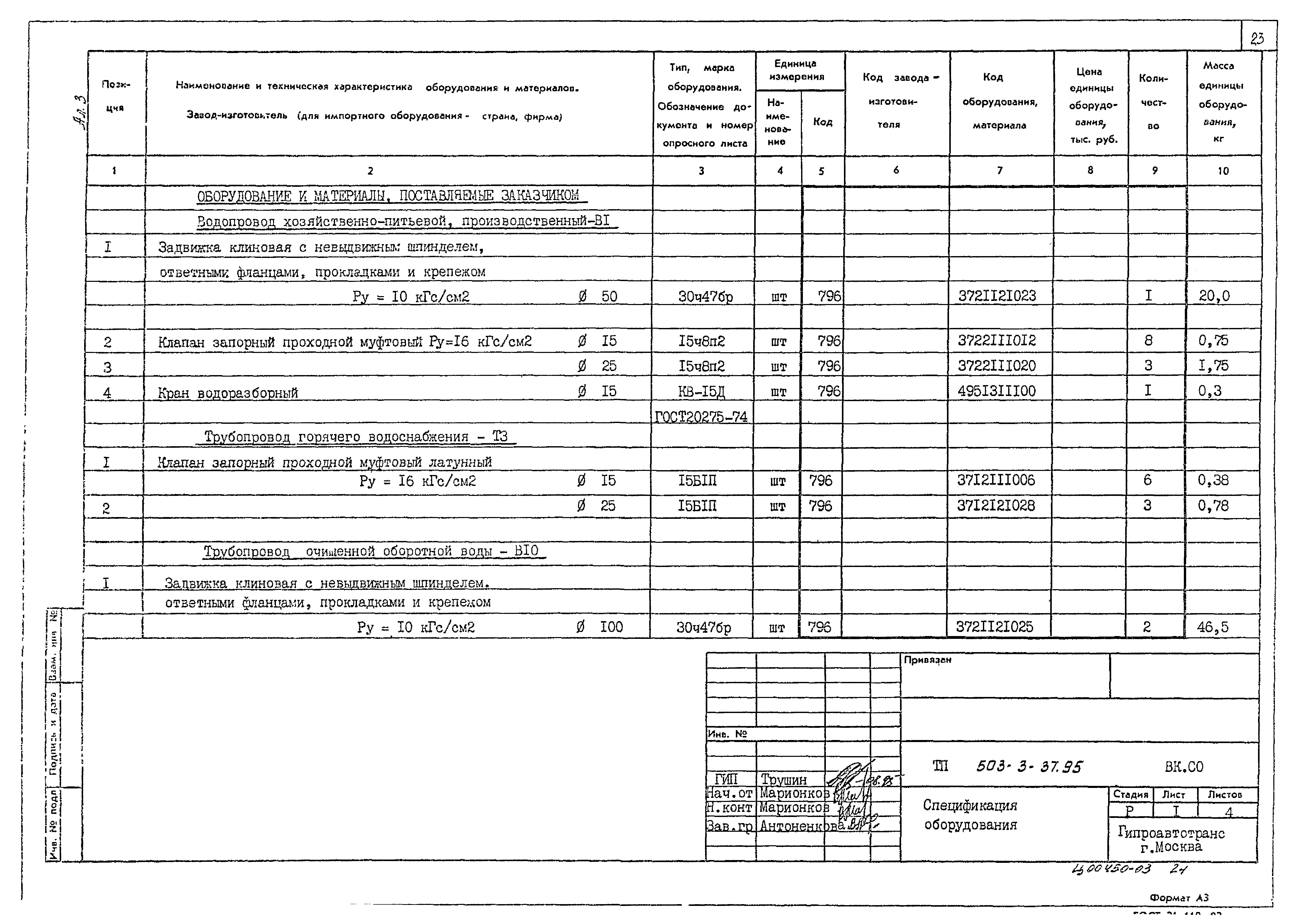 Типовой проект 503-3-37.95