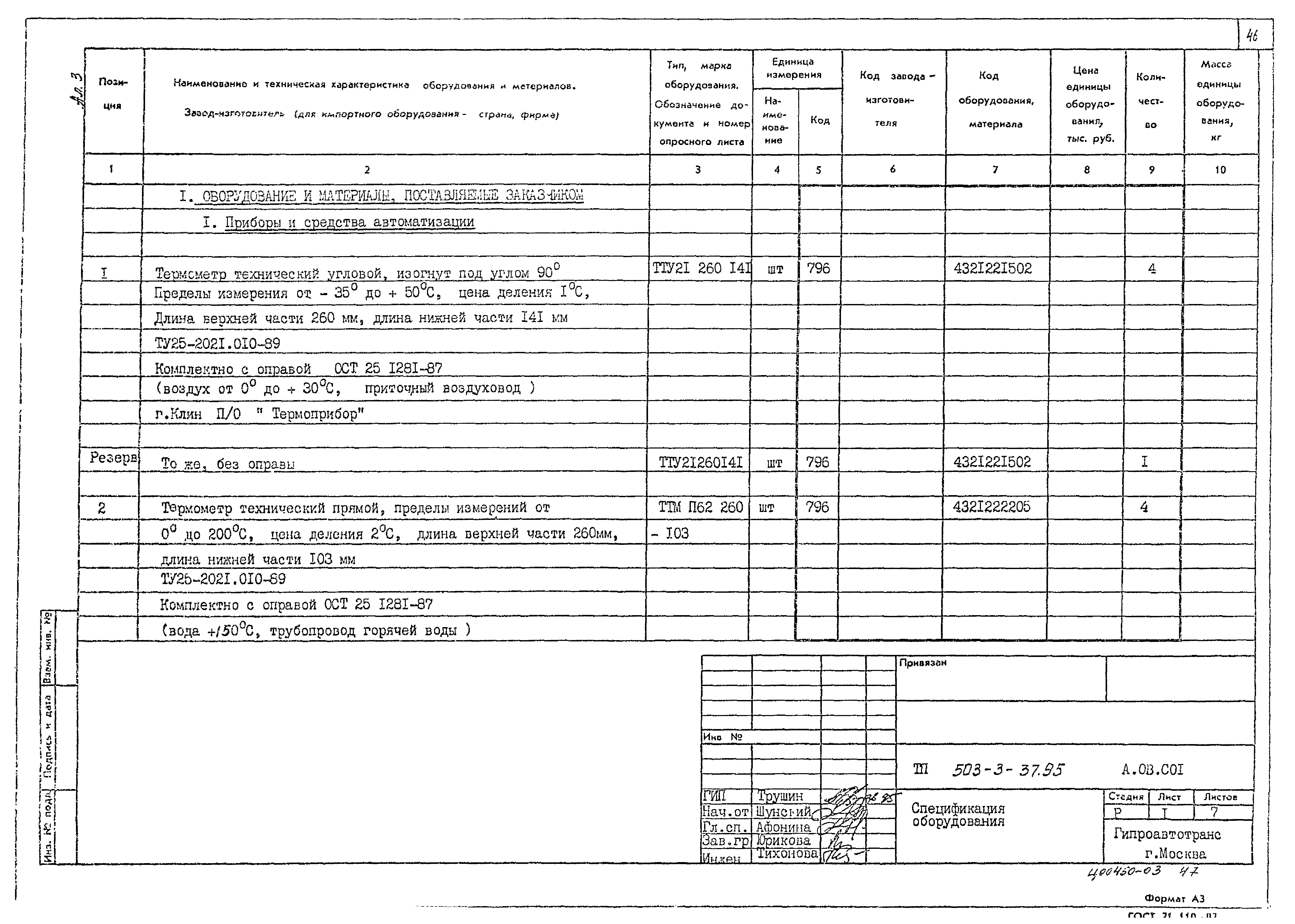 Типовой проект 503-3-37.95