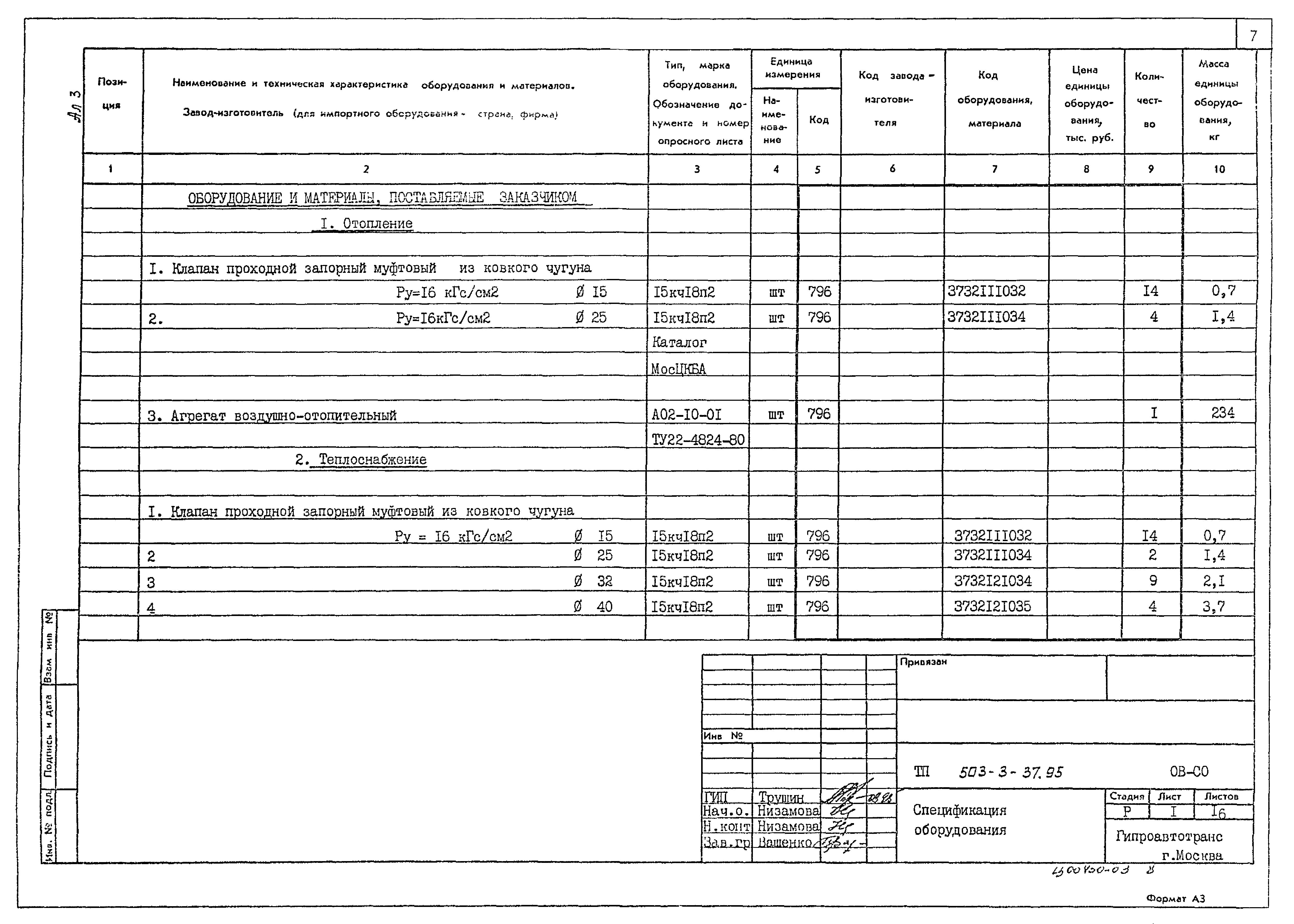 Типовой проект 503-3-37.95