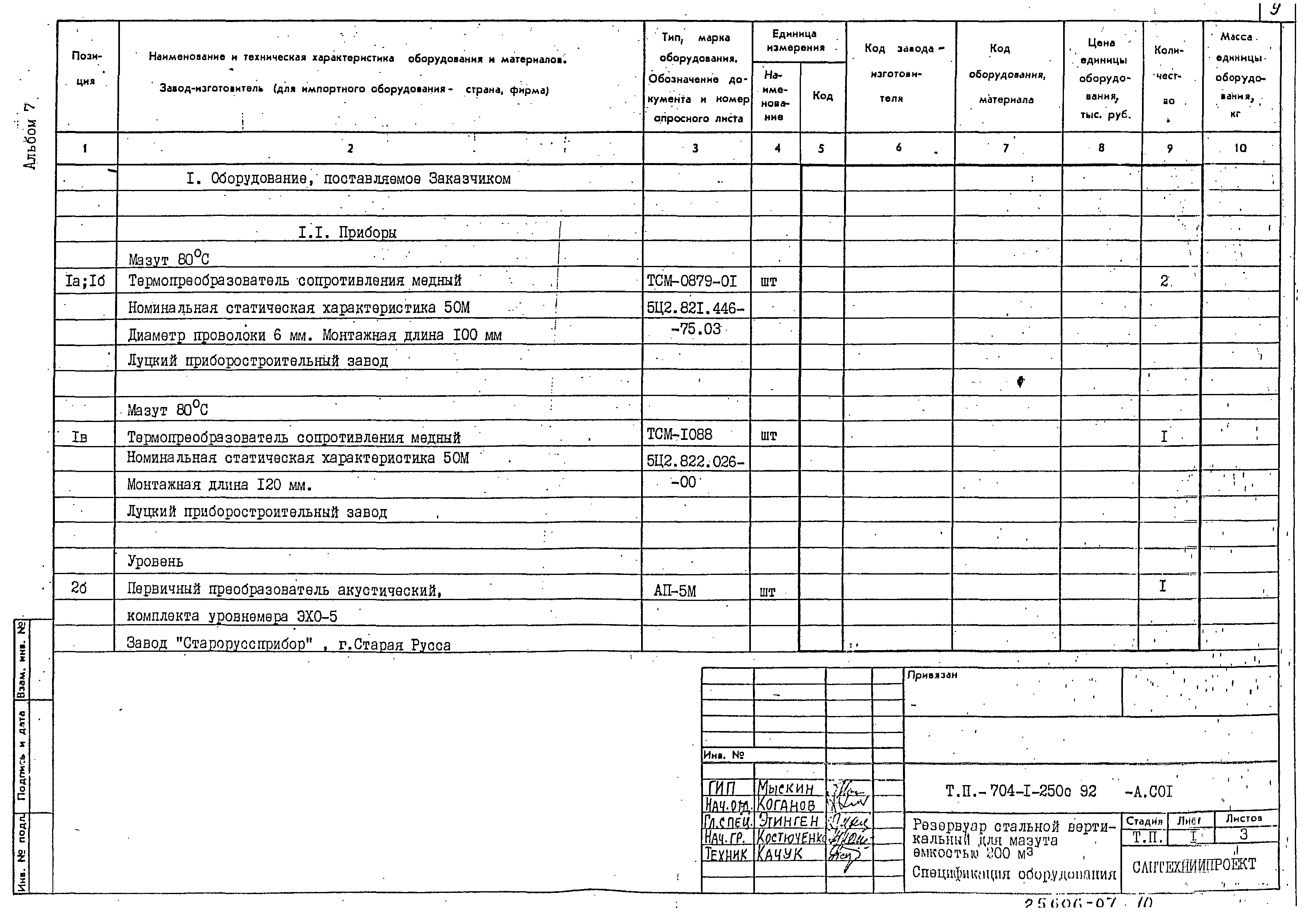 Типовой проект 704-1-250с.92