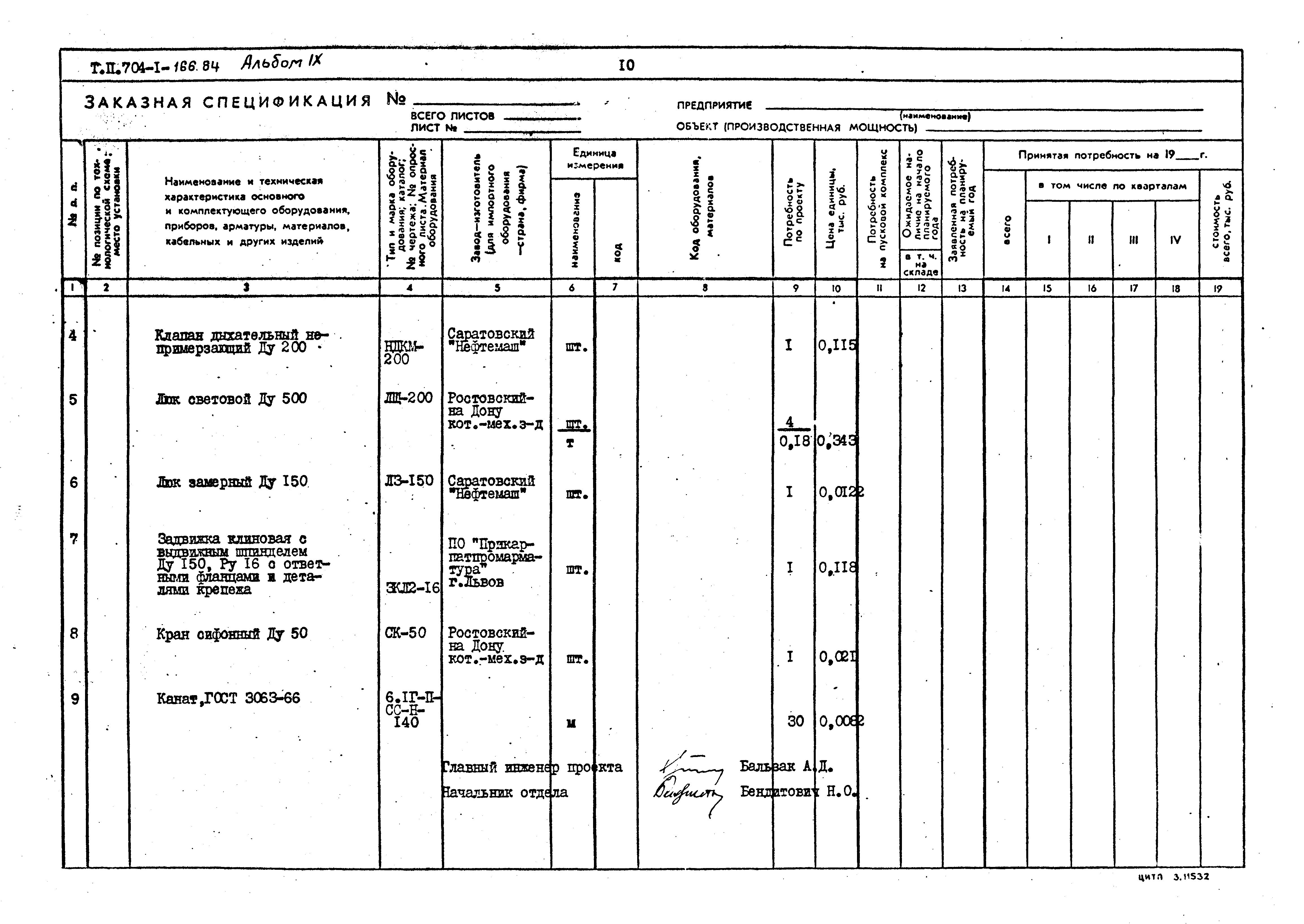 Типовой проект 704-1-166.84