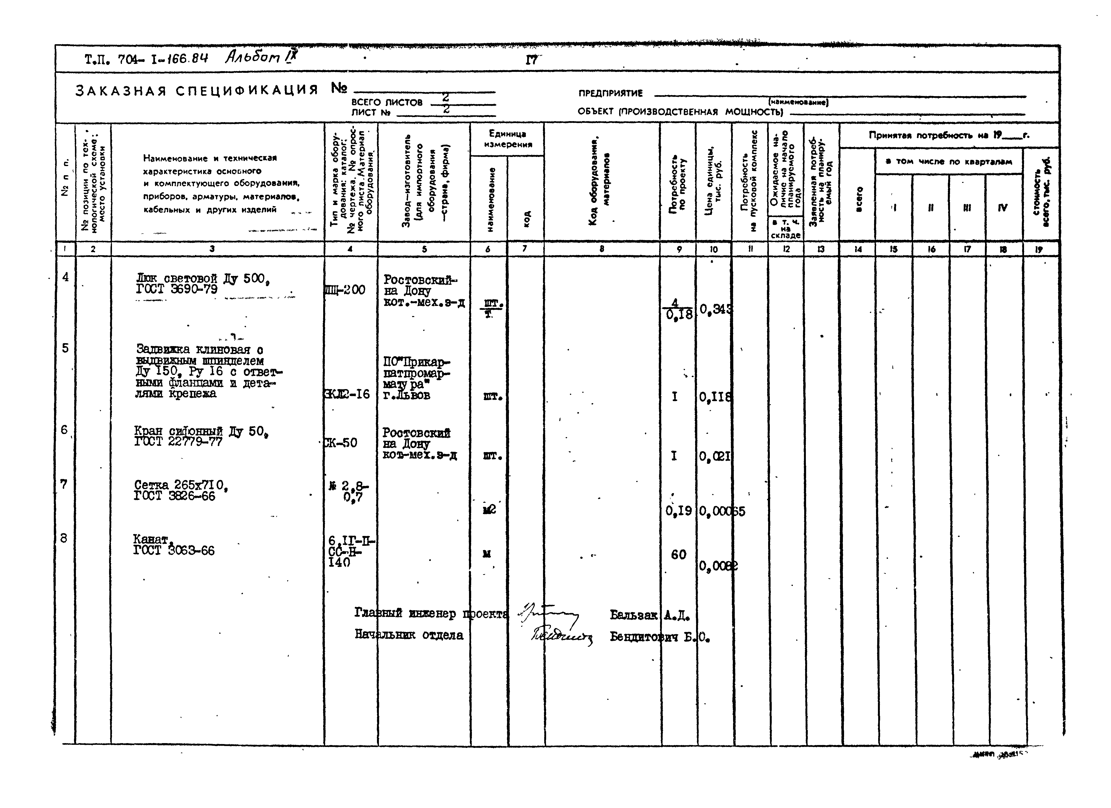 Типовой проект 704-1-166.84