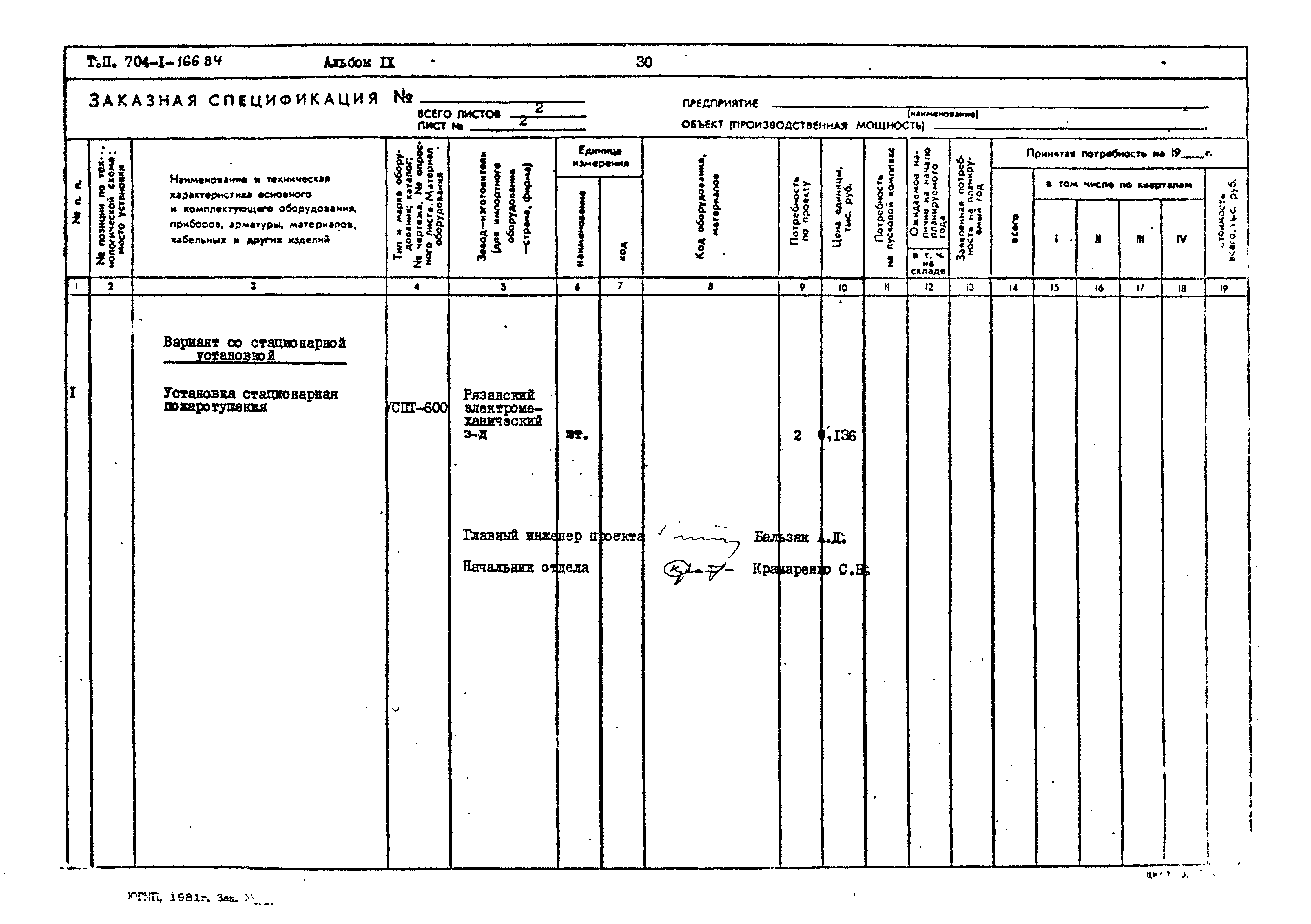 Типовой проект 704-1-166.84