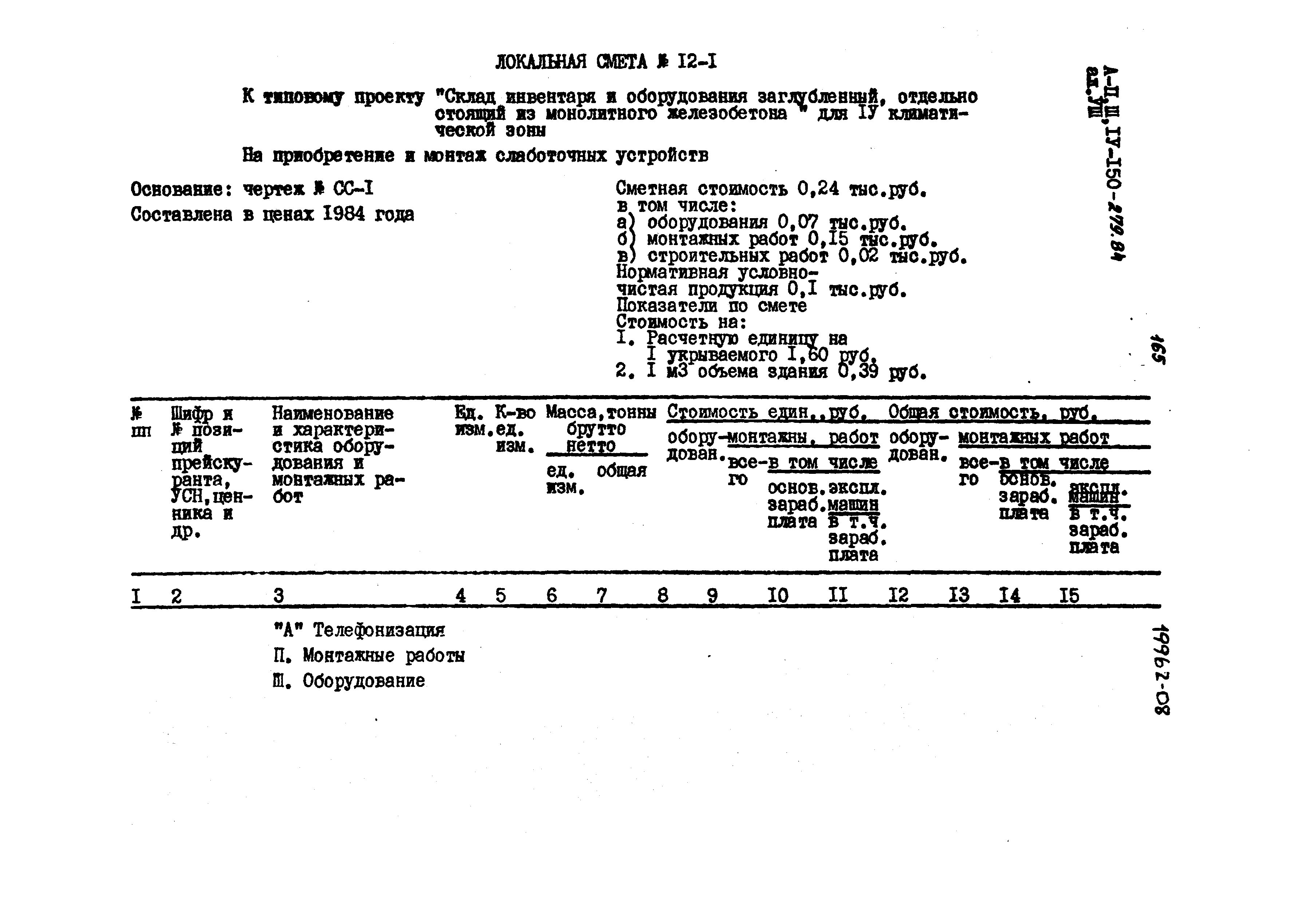 Типовой проект A-II,III,IV-150-279.84