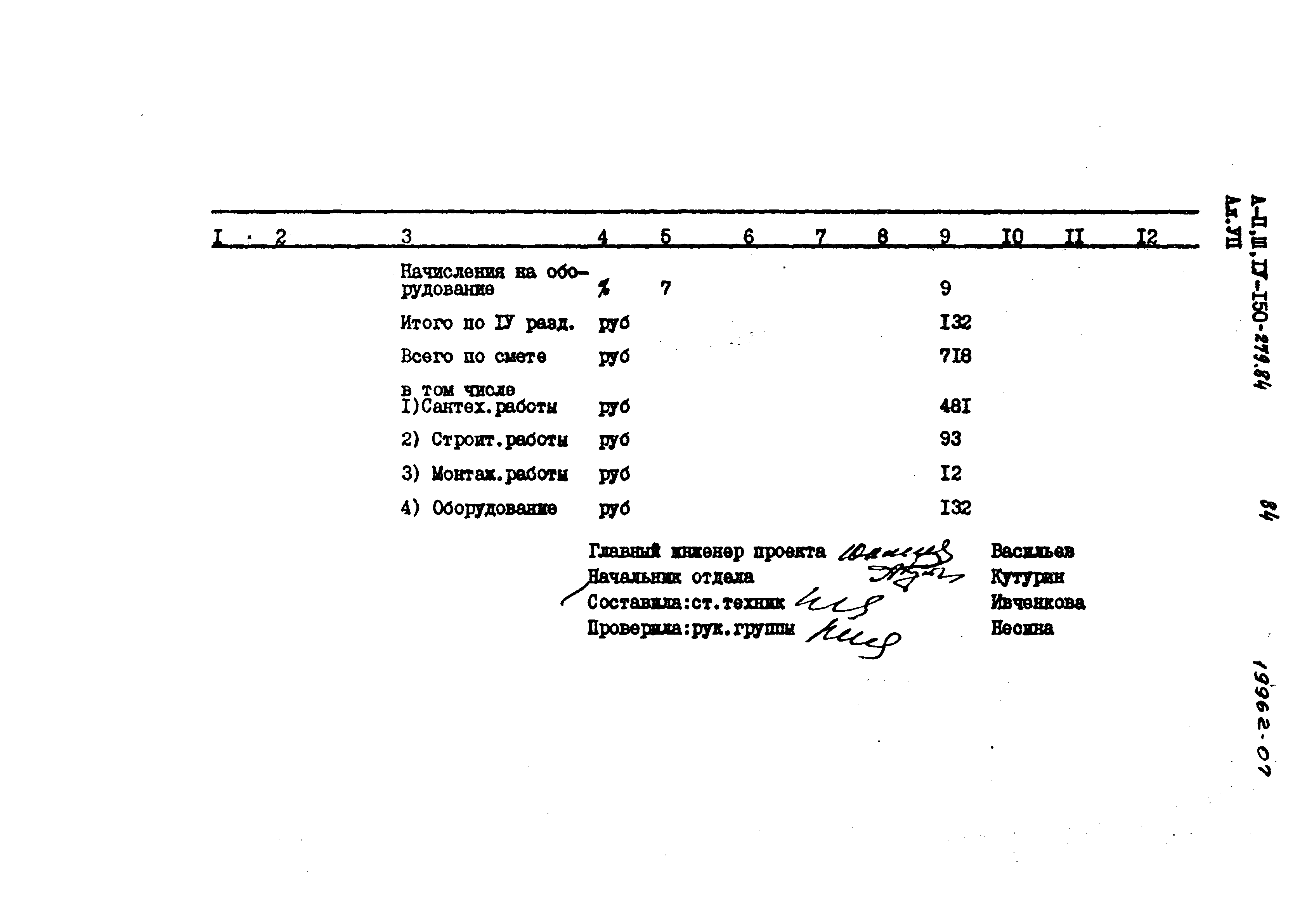 Типовой проект A-II,III,IV-150-279.84