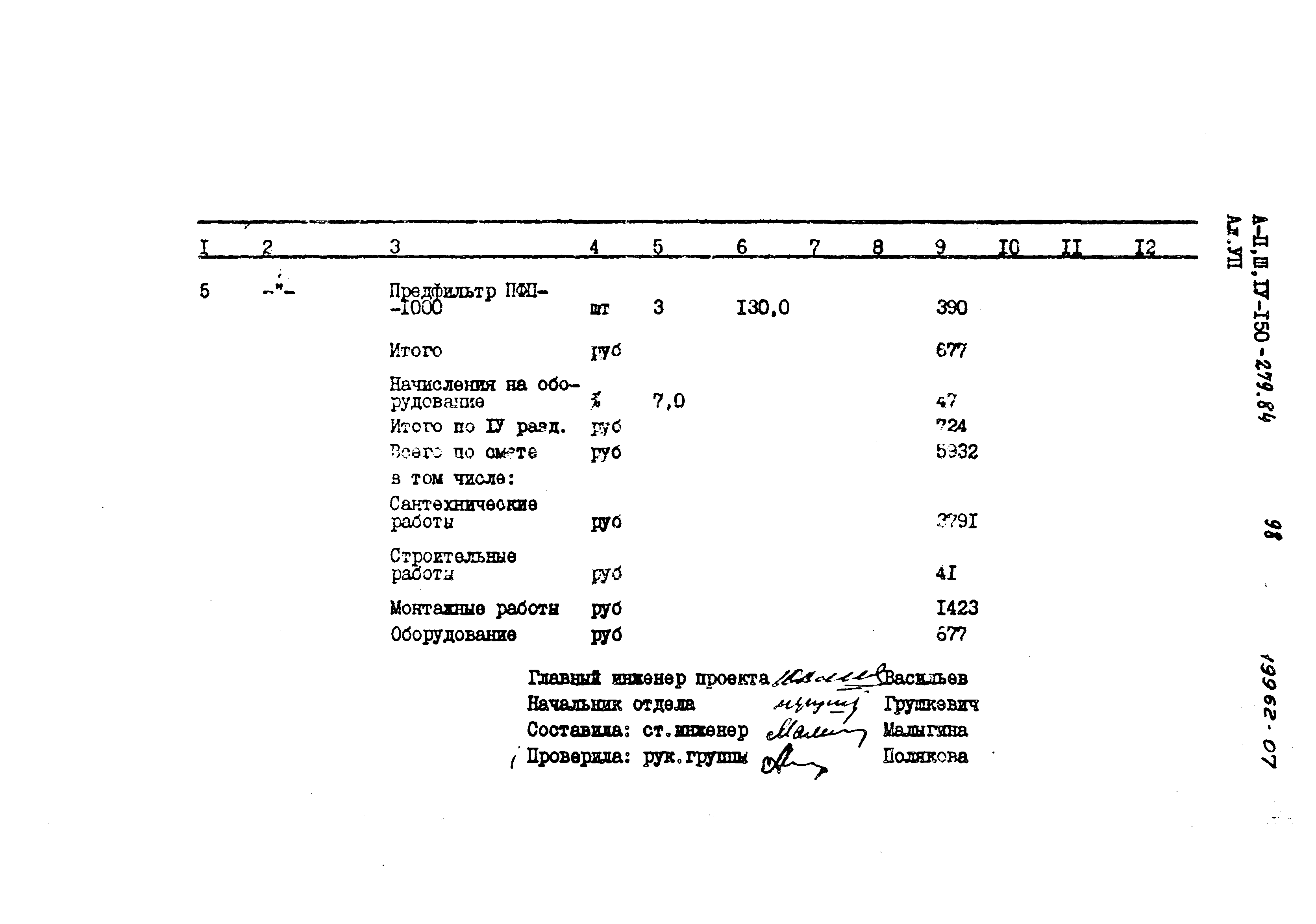 Типовой проект A-II,III,IV-150-279.84