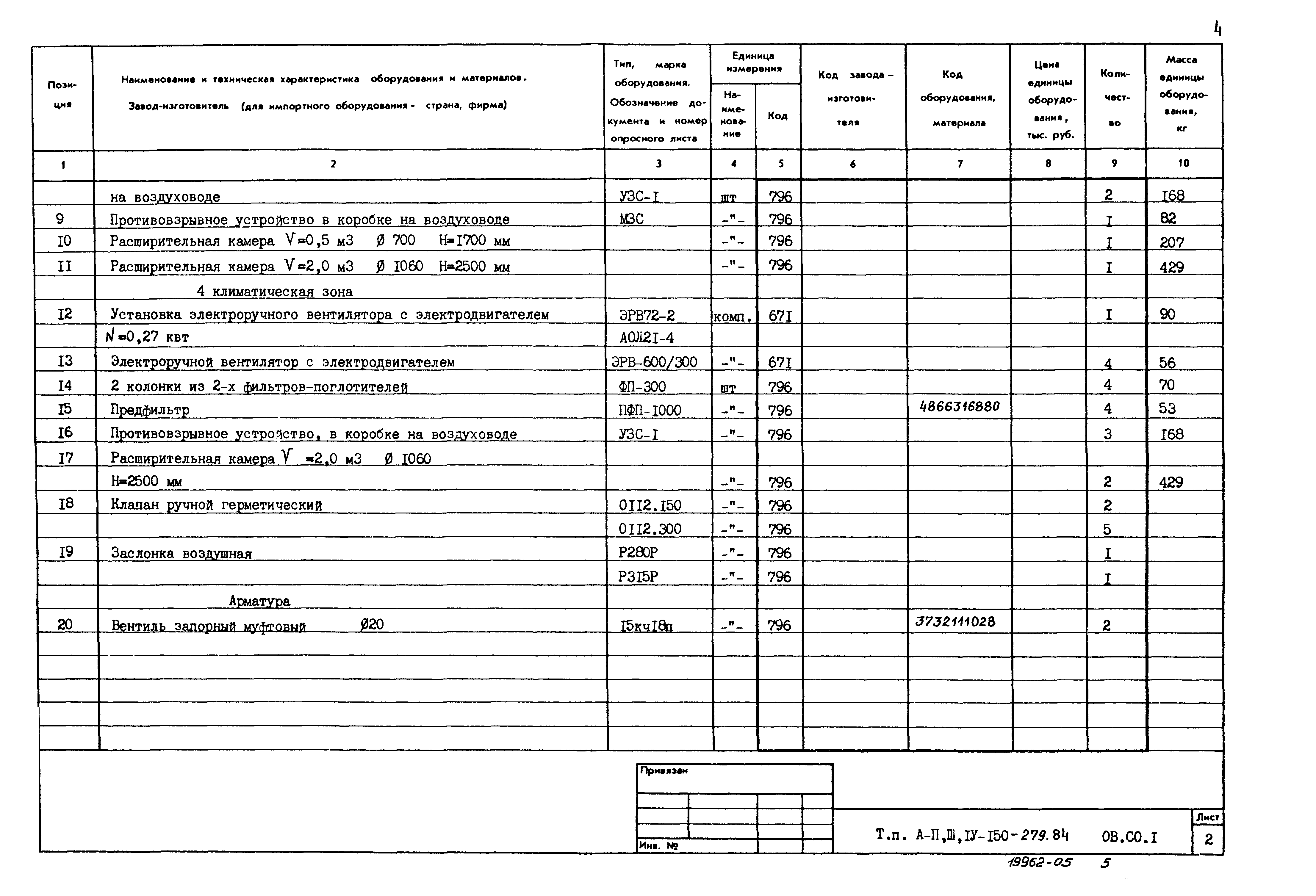 Типовой проект A-II,III,IV-150-279.84
