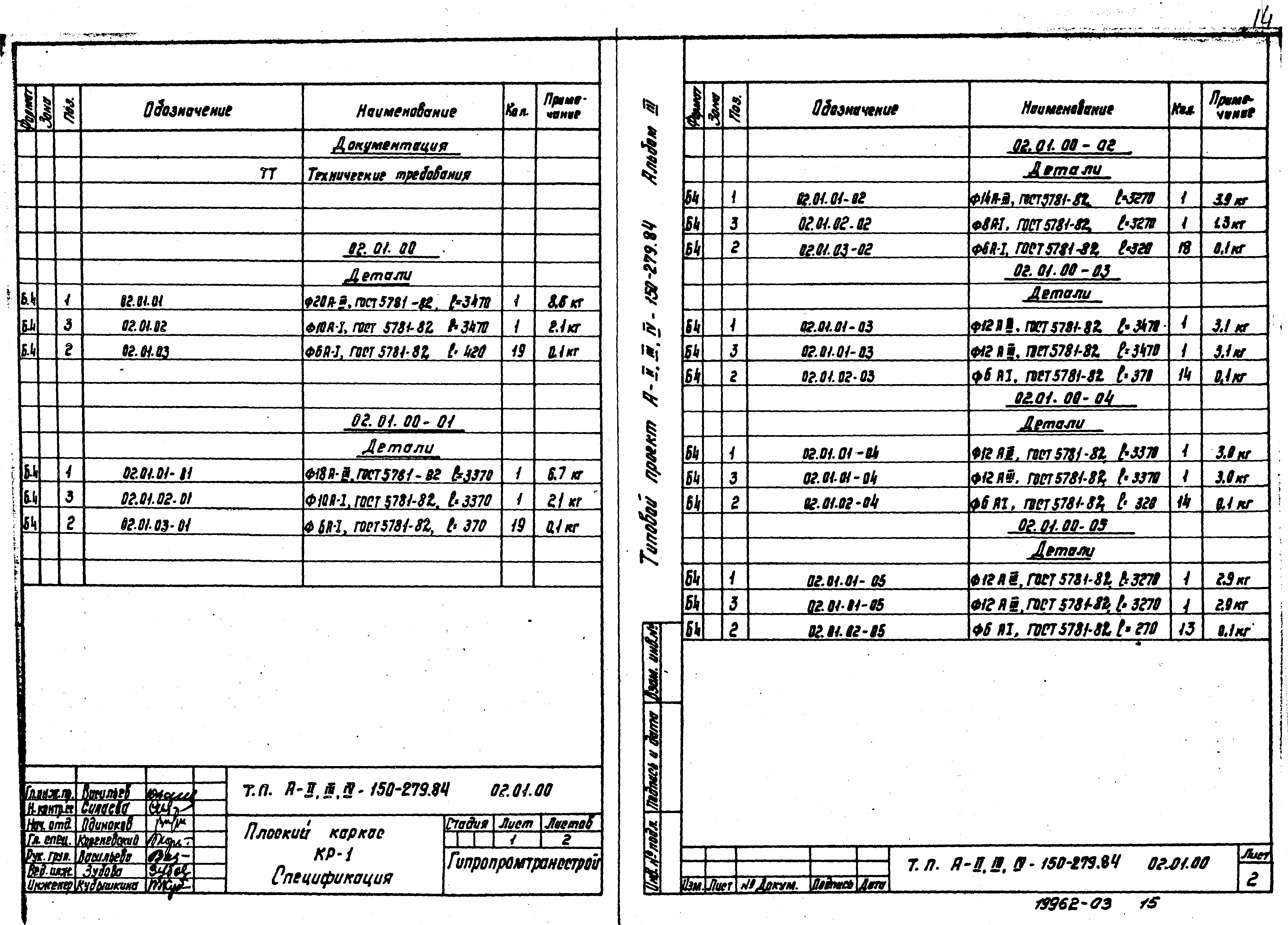 Типовой проект A-II,III,IV-150-279.84