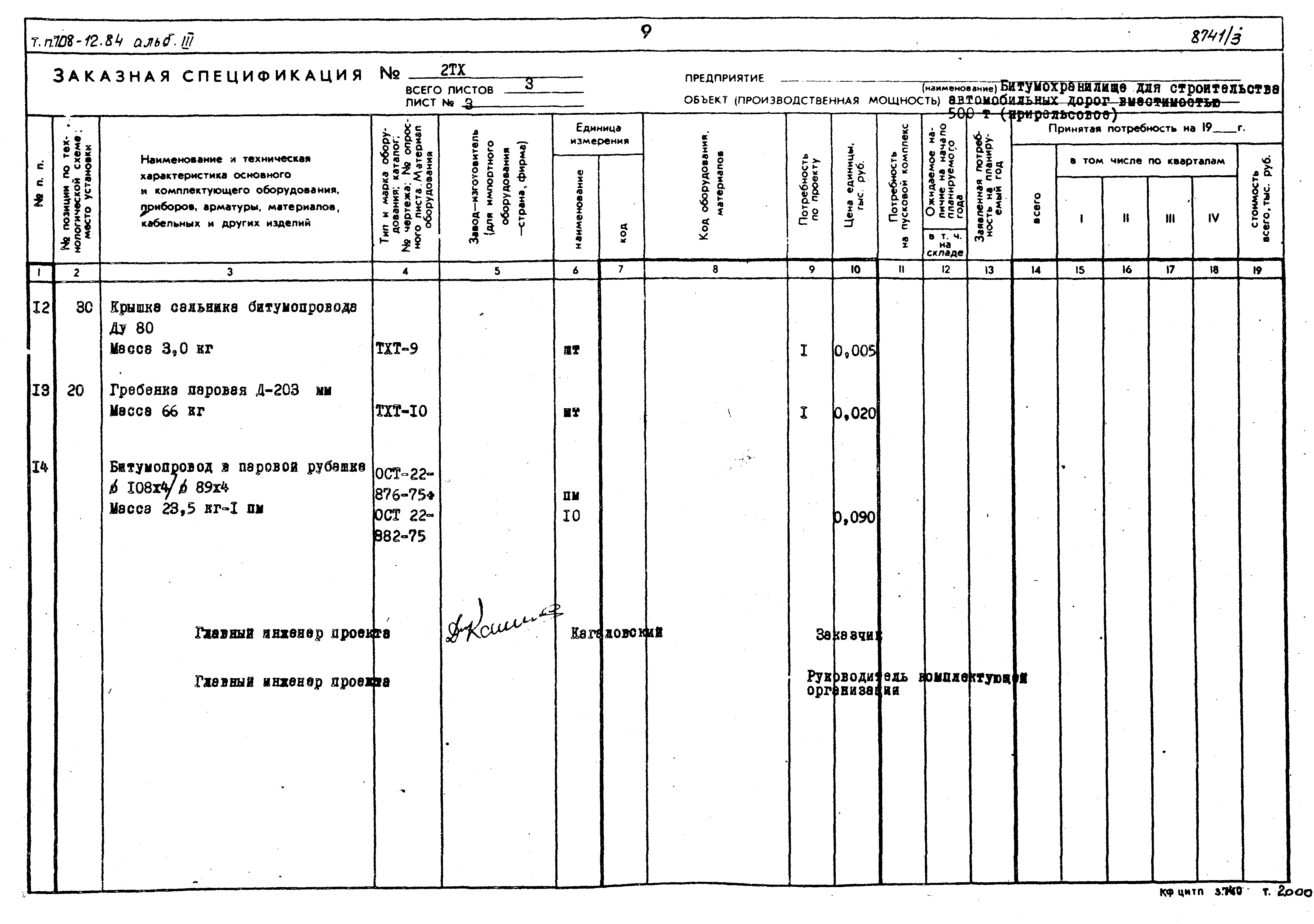 Типовой проект 708-12.84