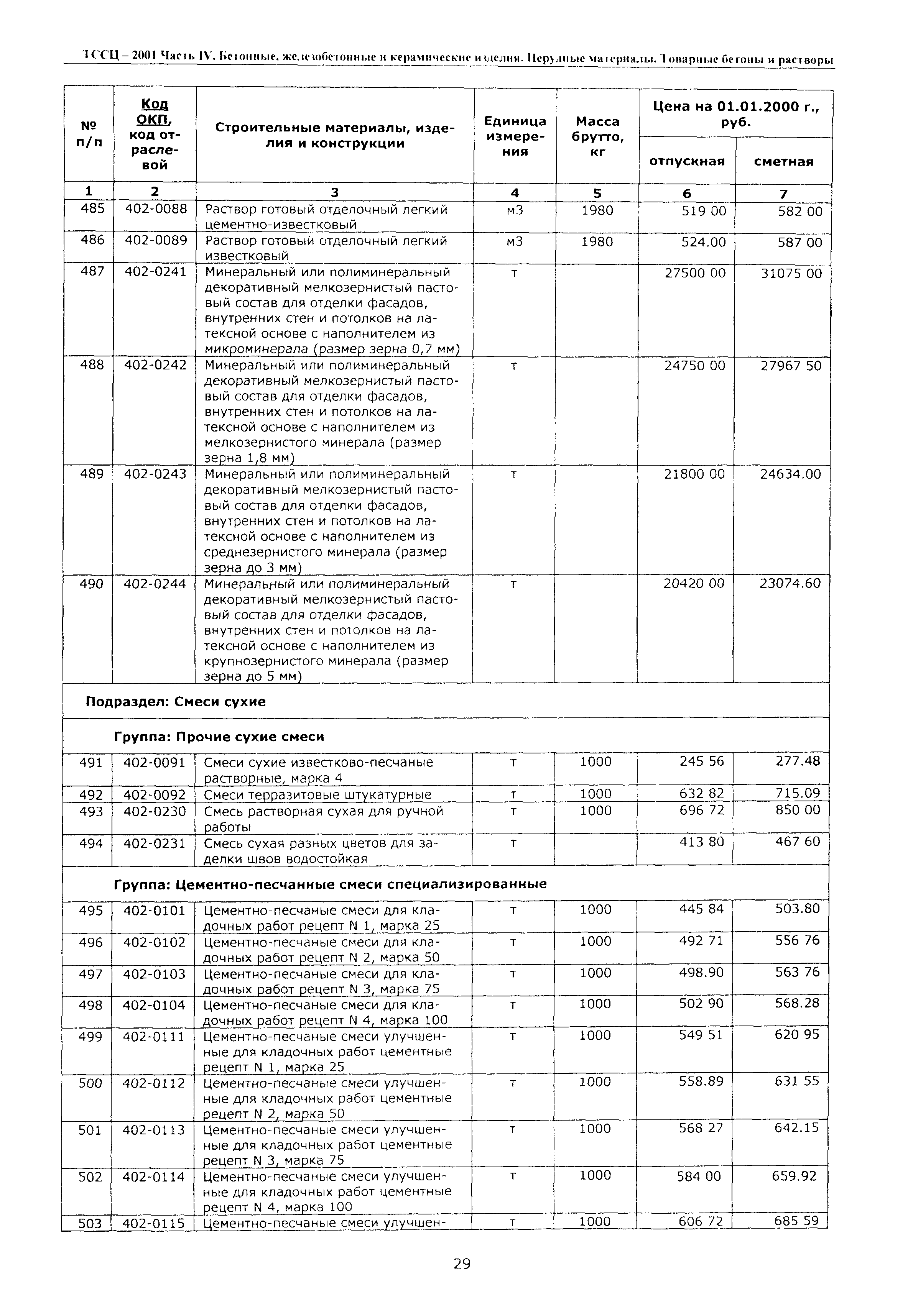 ТССЦ Воронежской области 2001