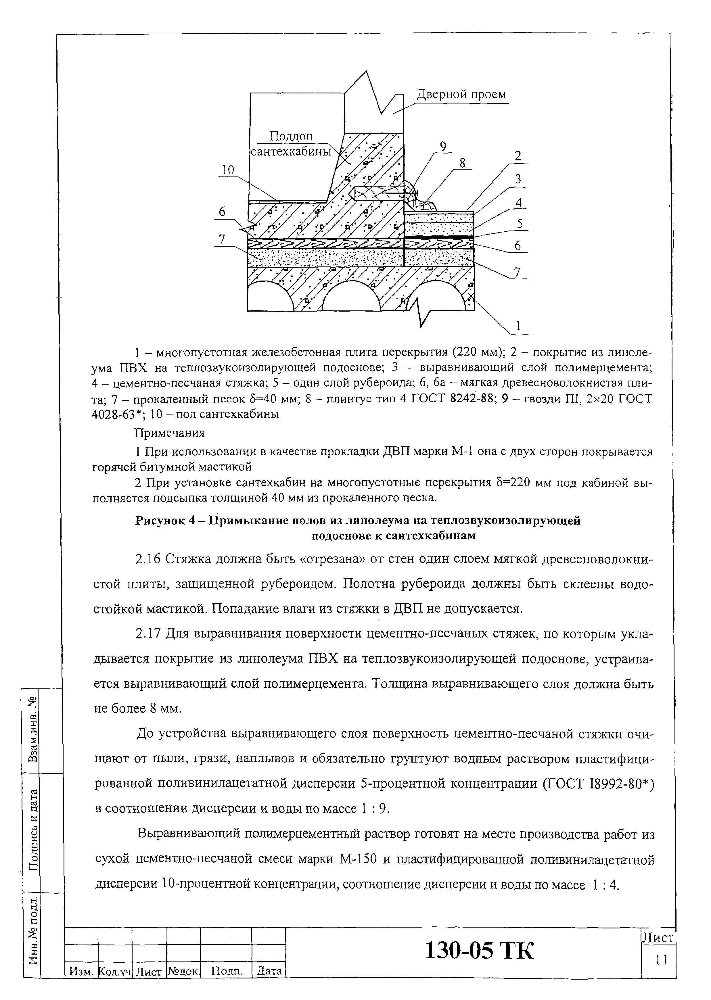 Технологическая карта 130-05 ТК