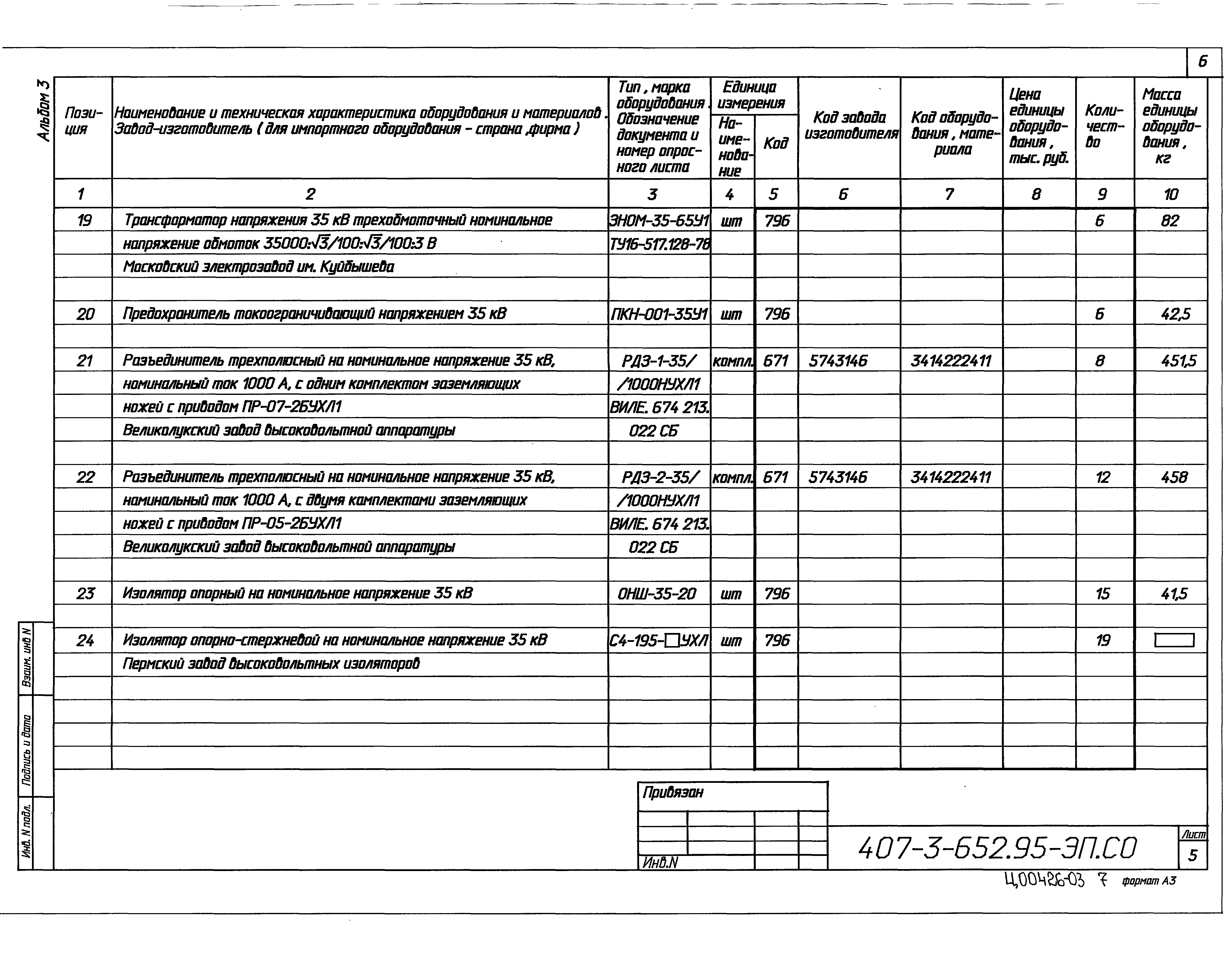 Типовой проект 407-3-652.95